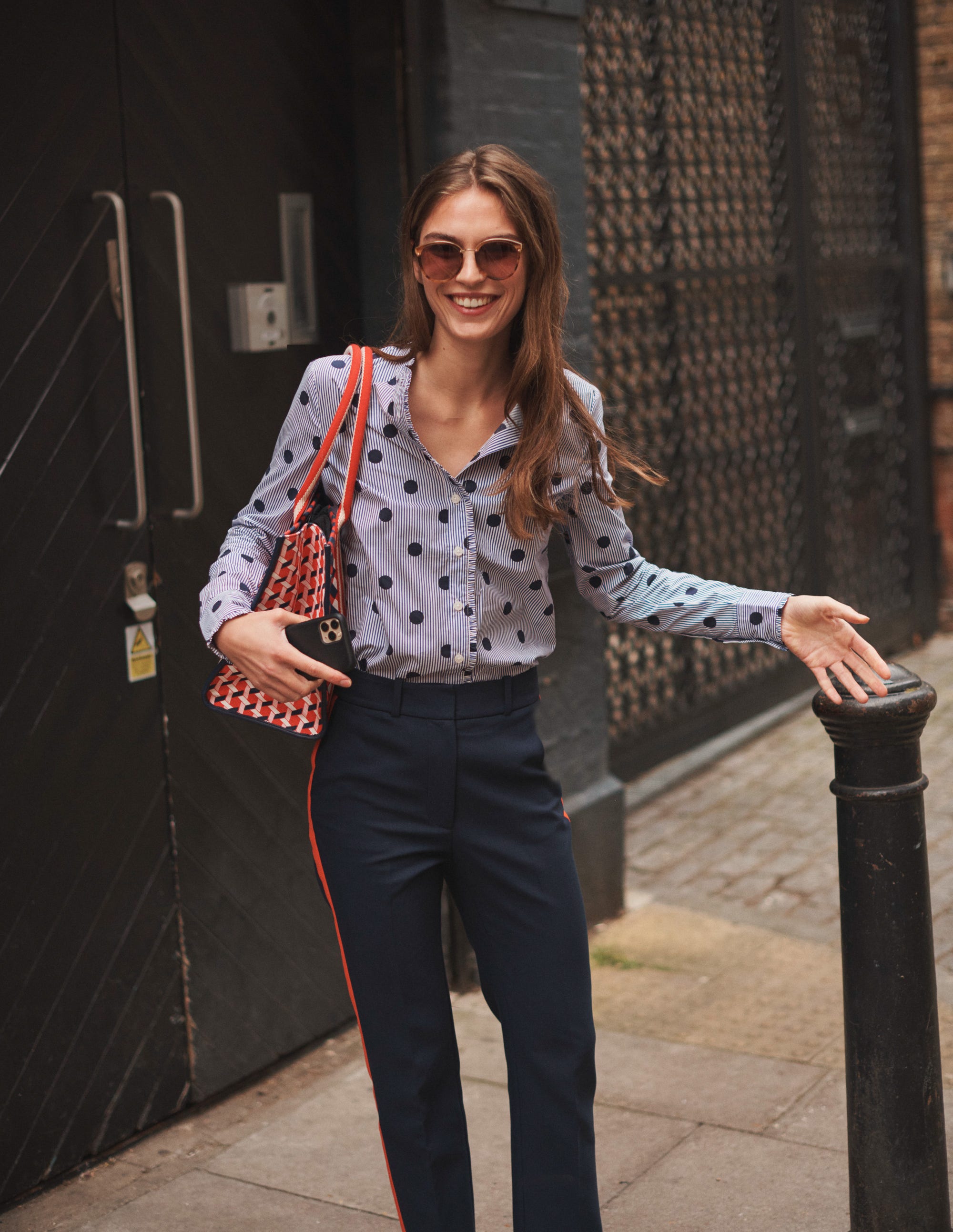 Kew Side Stripe Trousers-Navy, Red Stripe - Image 8