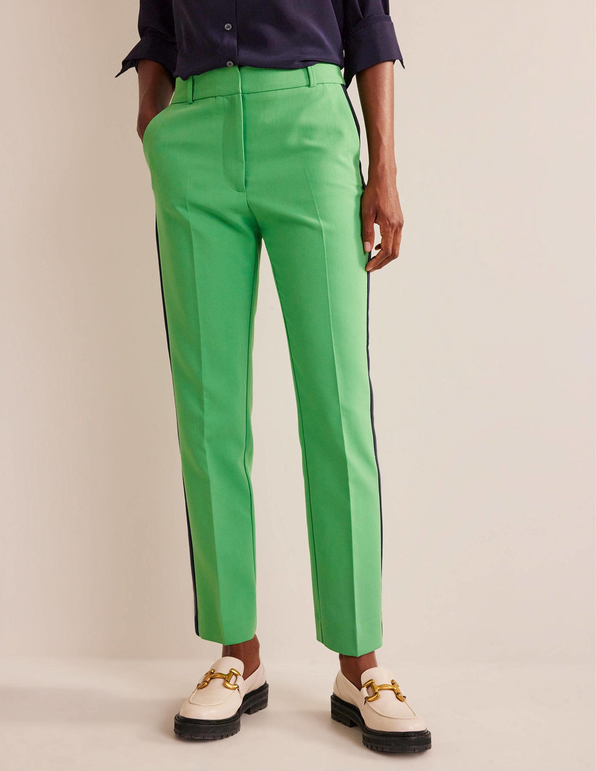 Kew Side Stripe Trousers-Bright green w/side stripe-4