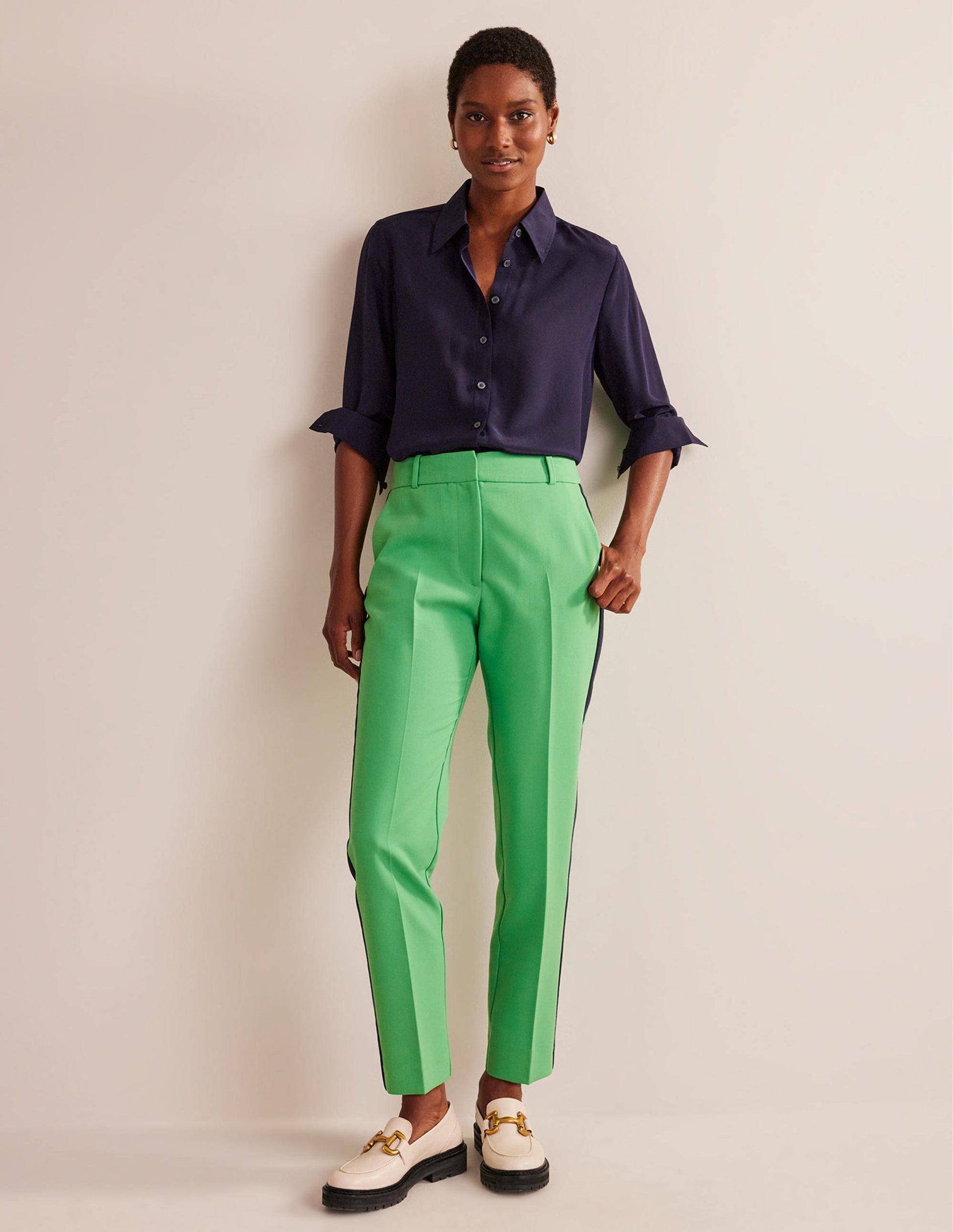 Kew Side Stripe Trousers-Bright green w/side stripe-5