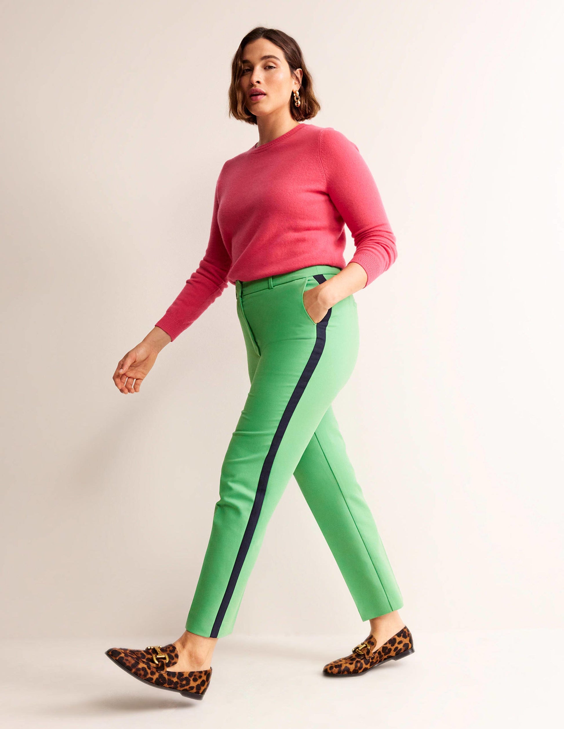 Kew Side Stripe Trousers-Bright green w/side stripe-6