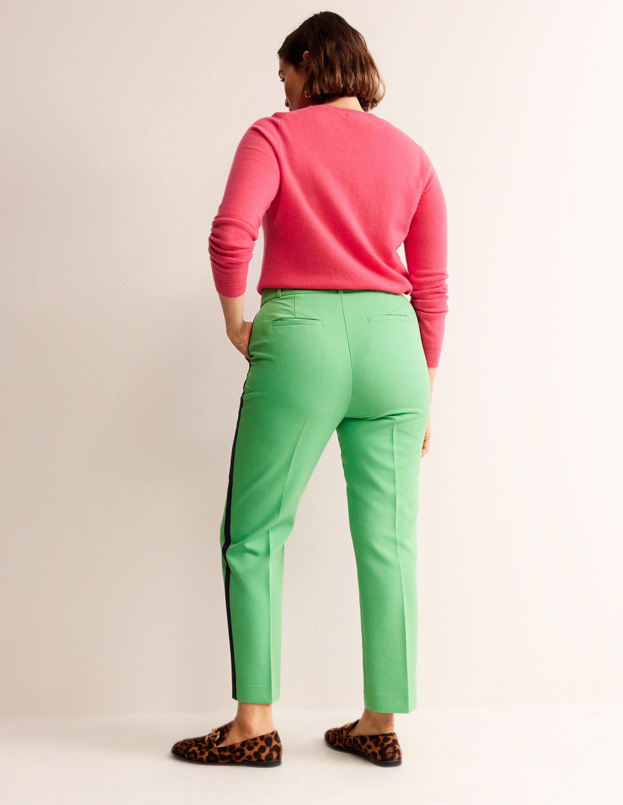Kew Side Stripe Trousers-Bright green w/side stripe - Image 7