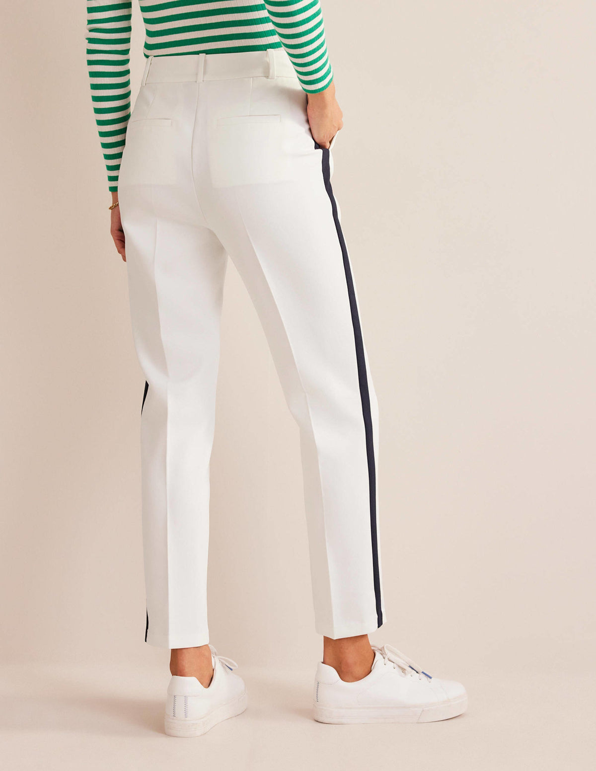 Kew Side Stripe Trousers-Ivory w/side stripe - Image 3