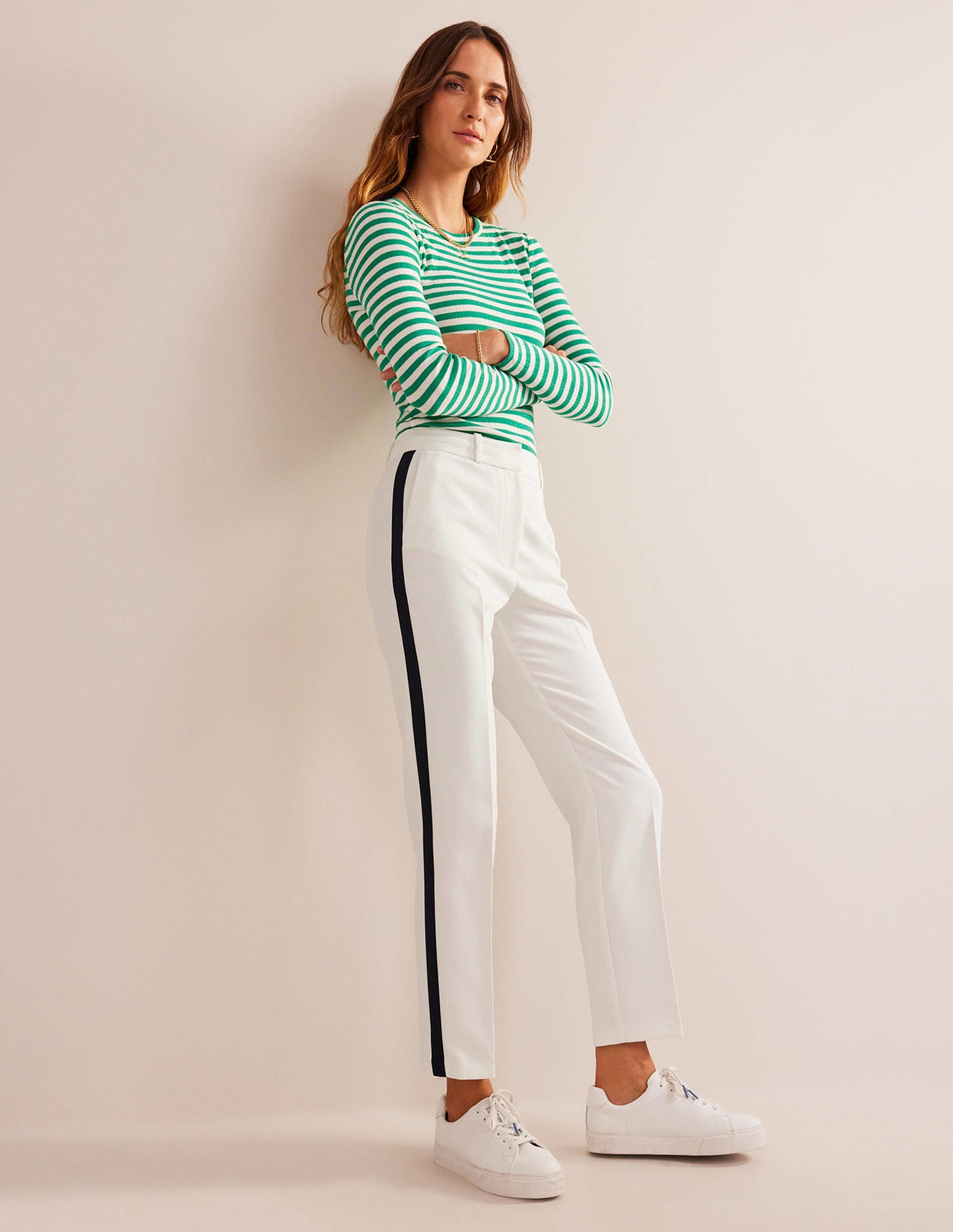 Kew Side Stripe Trousers-Ivory w/side stripe - Image 4