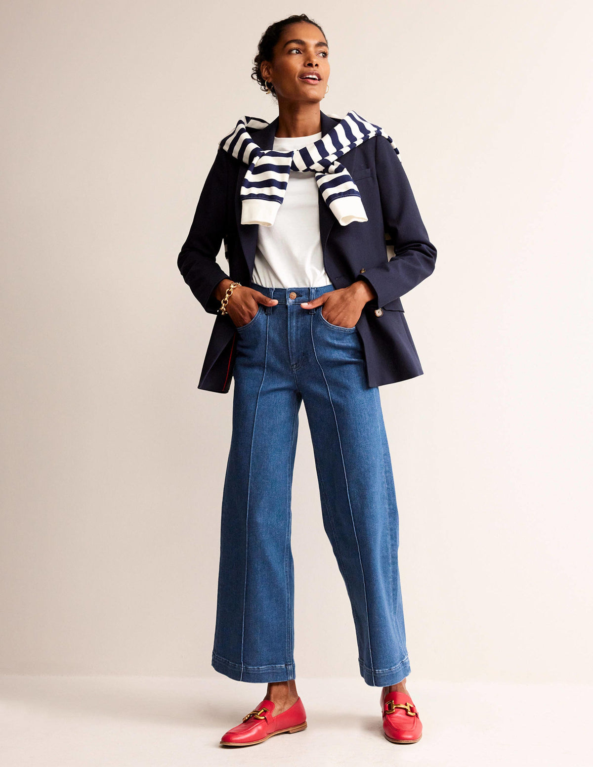 Wide Leg Seam Jeans-Vintage Blue - Image 1