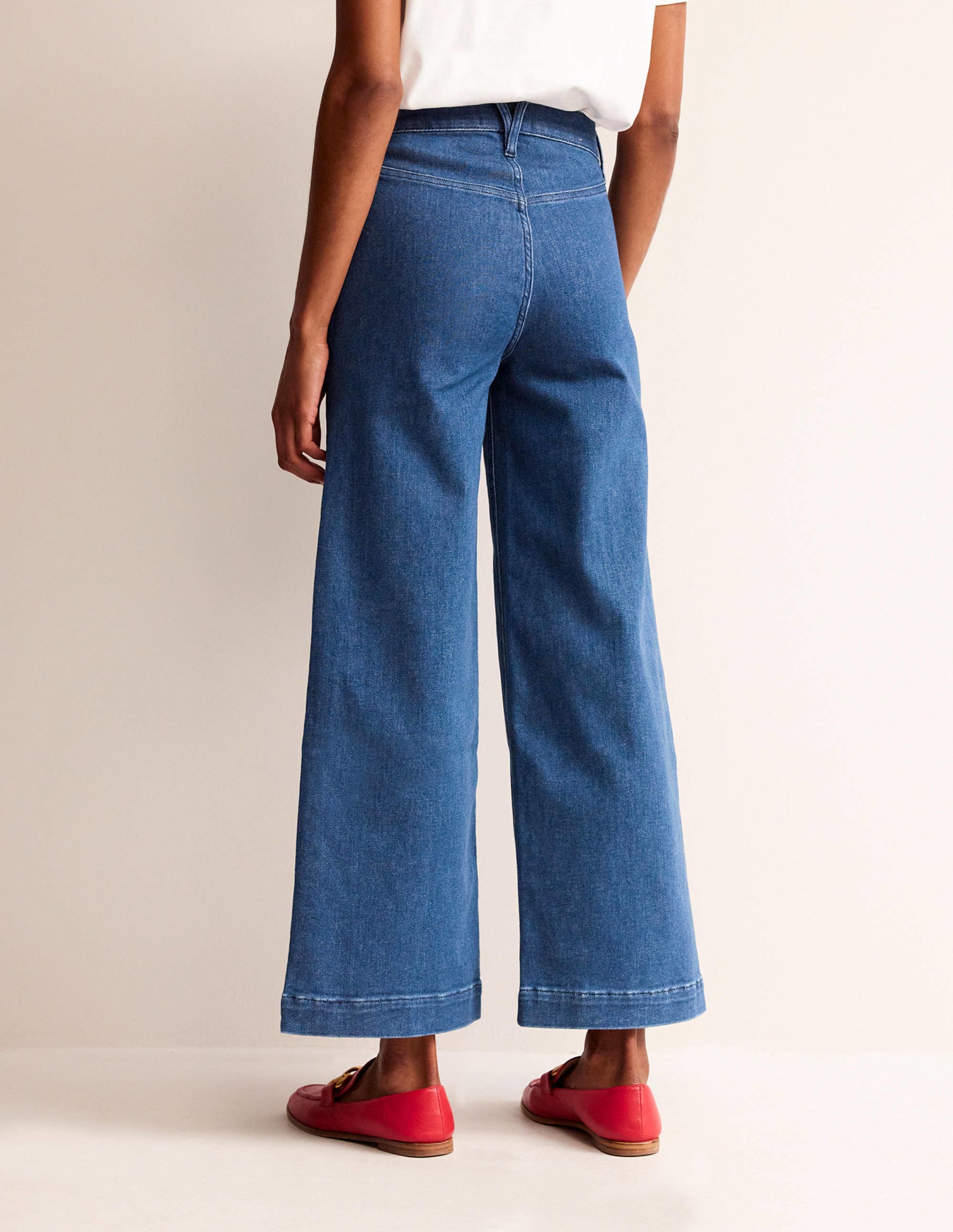 Wide Leg Seam Jeans-Vintage Blue - Image 3