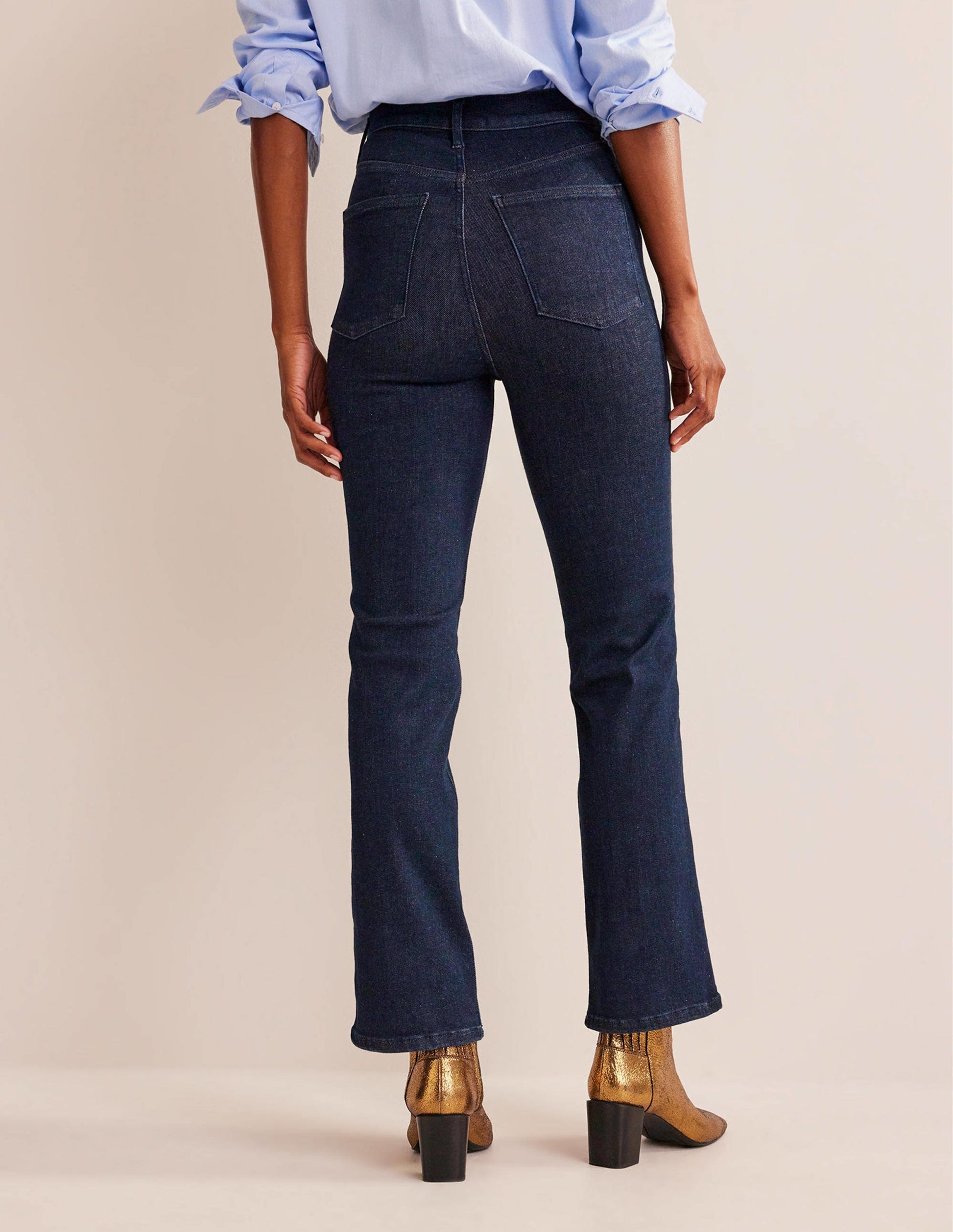 Button Detail Straight Jeans-Indigo Rinse-3