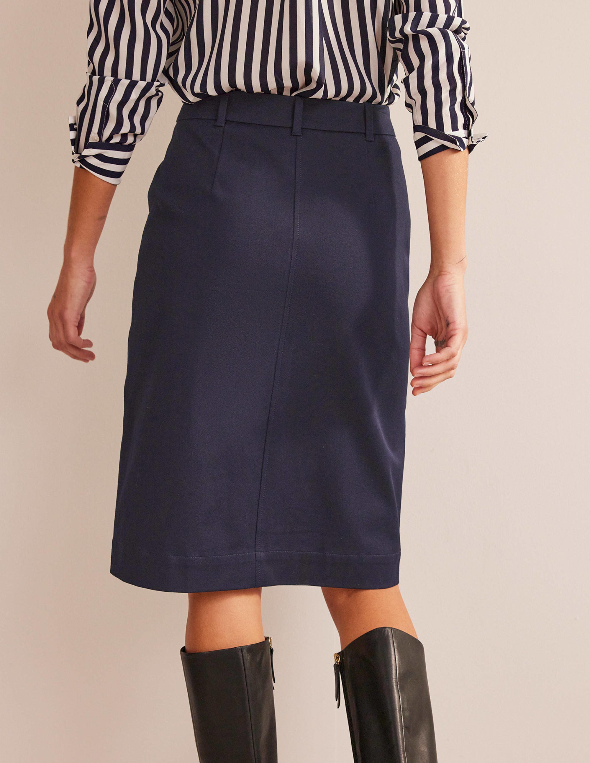 Utility Pocket Midi Skirt-Navy - Image 3