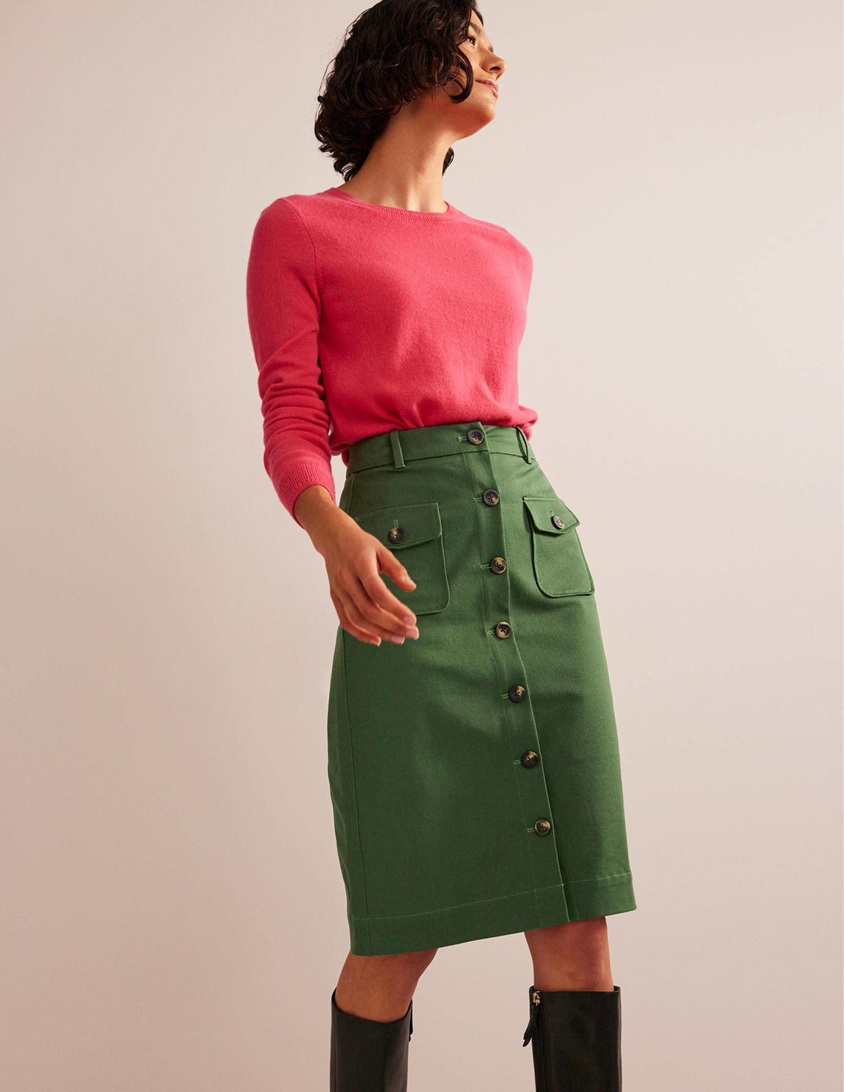 Utility Pocket Midi Skirt-Winter Green - Image 1