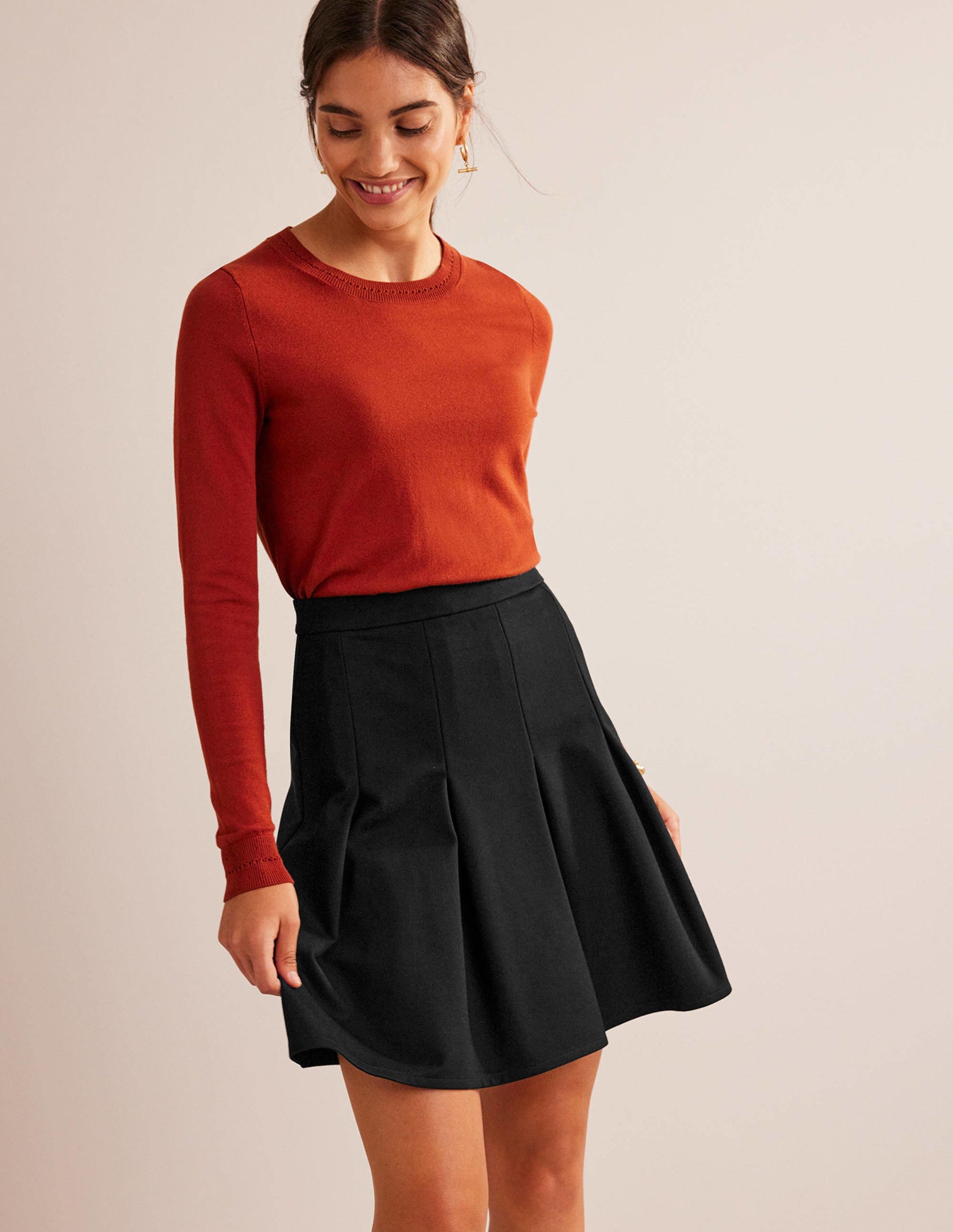 Flippy Ponte Mini Skirt-Black-1