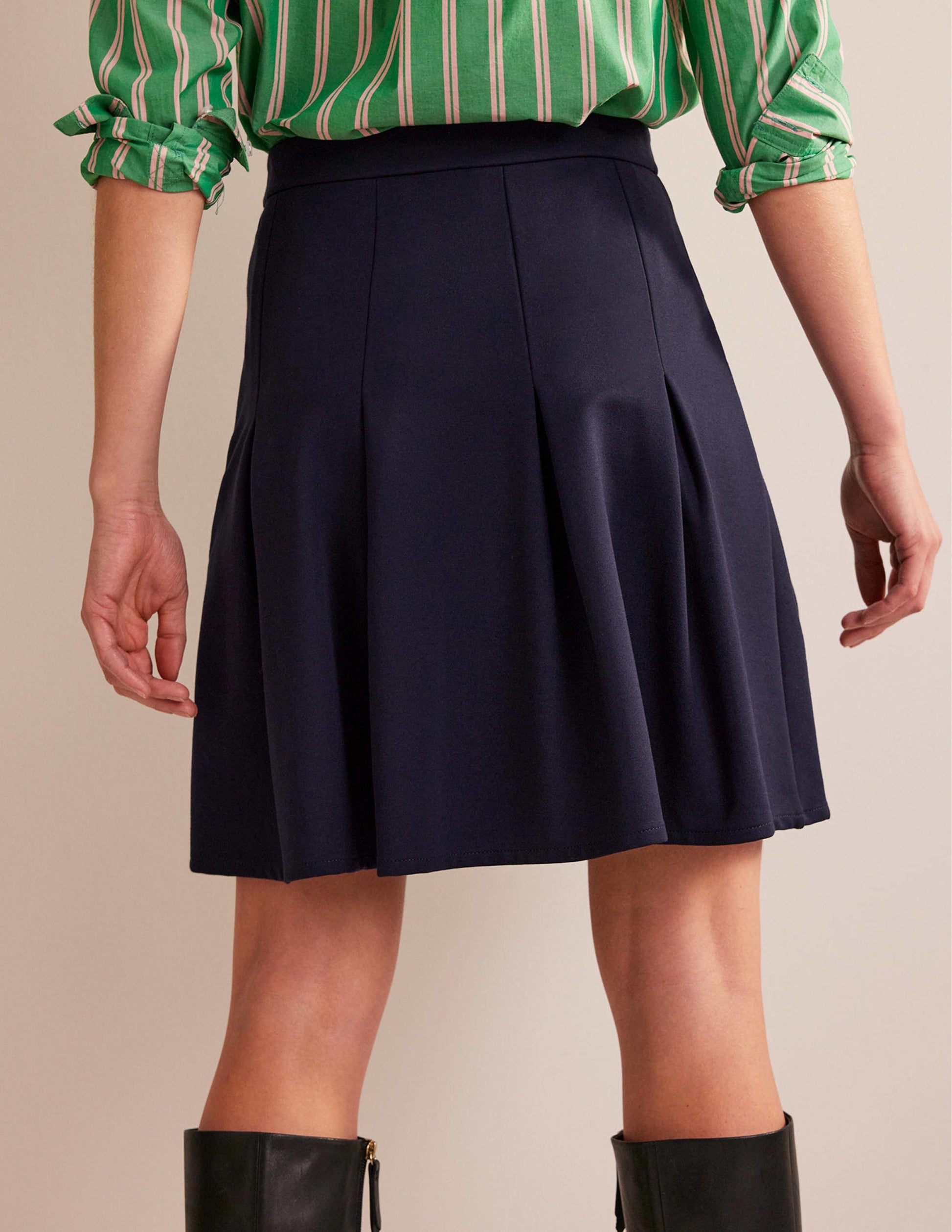 Flippy Ponte Mini Skirt-Navy-3