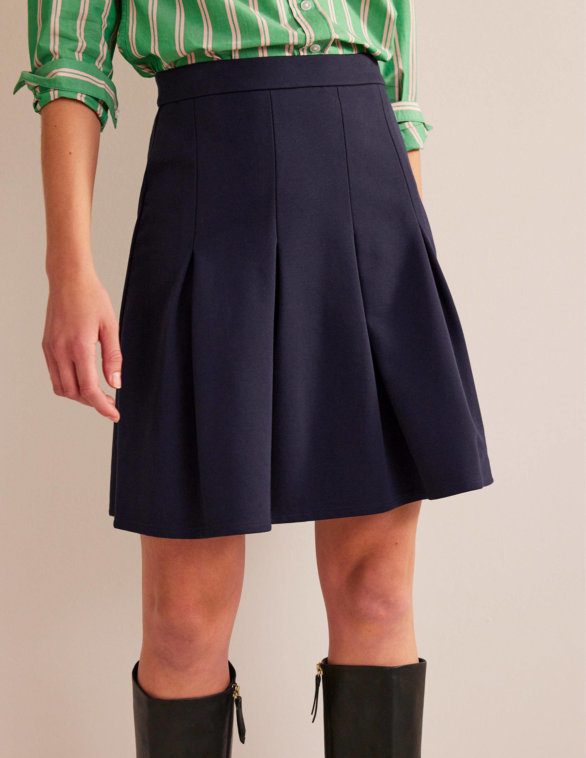Flippy Ponte Mini Skirt-Navy - Image 4