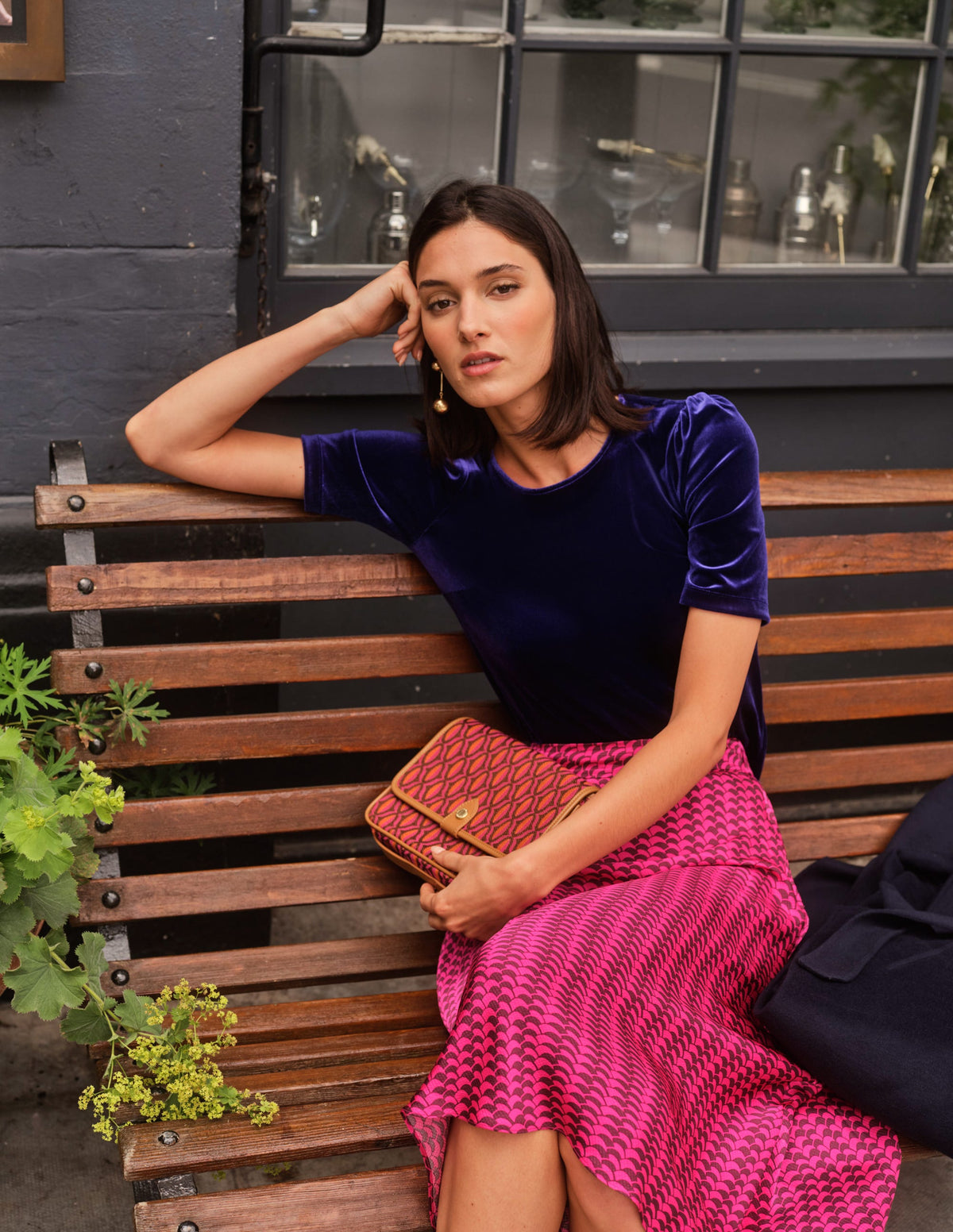 Cecelia Midi Skirt-Vibrant Pink, Geo Fall - Image 5