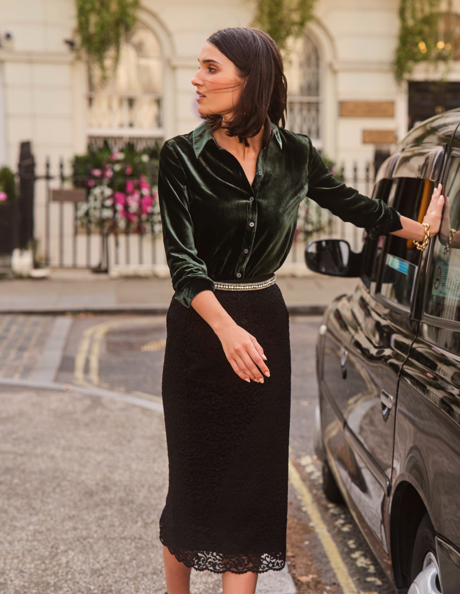 Lace Midi Skirt-Black-5