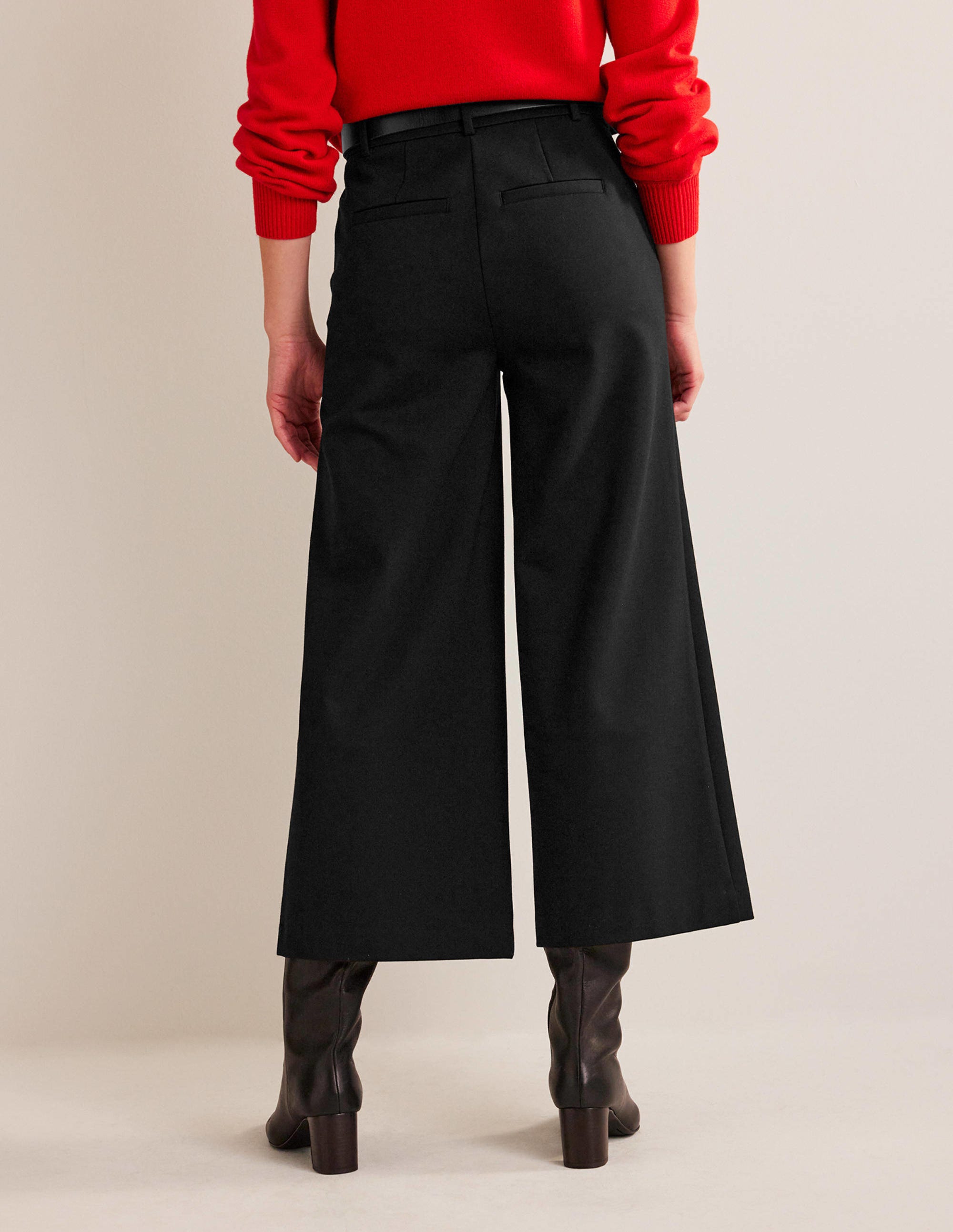 Wide-Leg Ponte Culottes-Black - Image 3