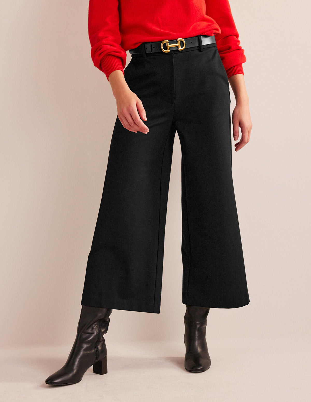 Wide-Leg Ponte Culottes-Black - Image 4