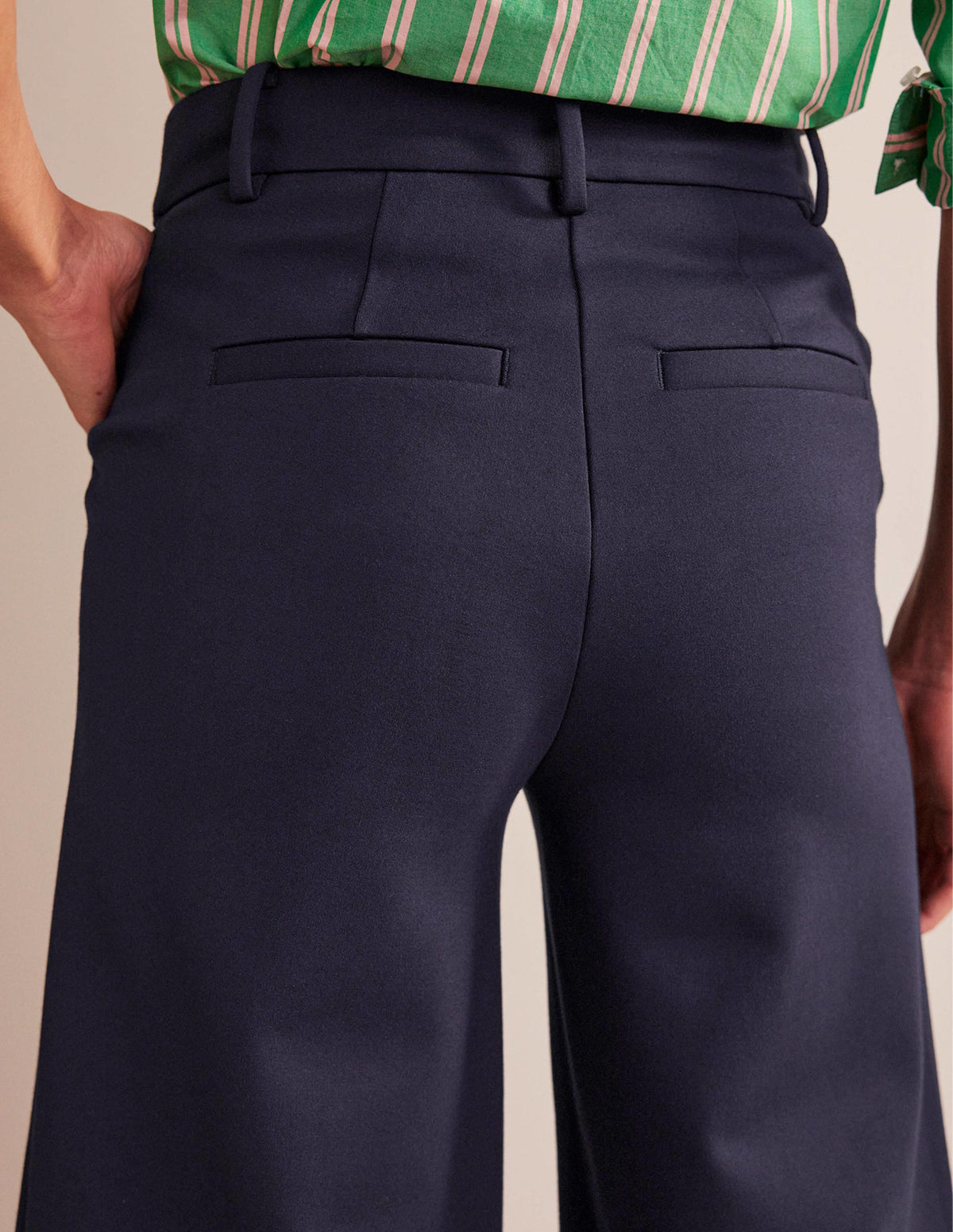 Wide-Leg Ponte Culottes-Navy - Image 2