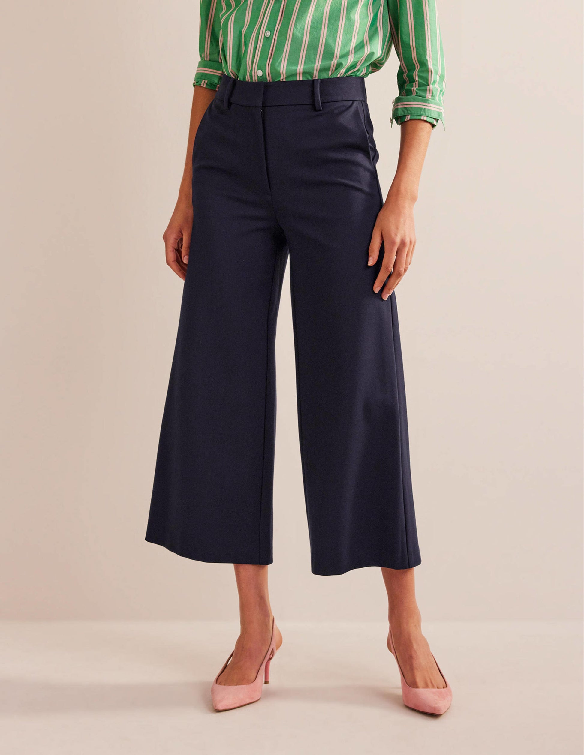 Wide-Leg Ponte Culottes-Navy-4
