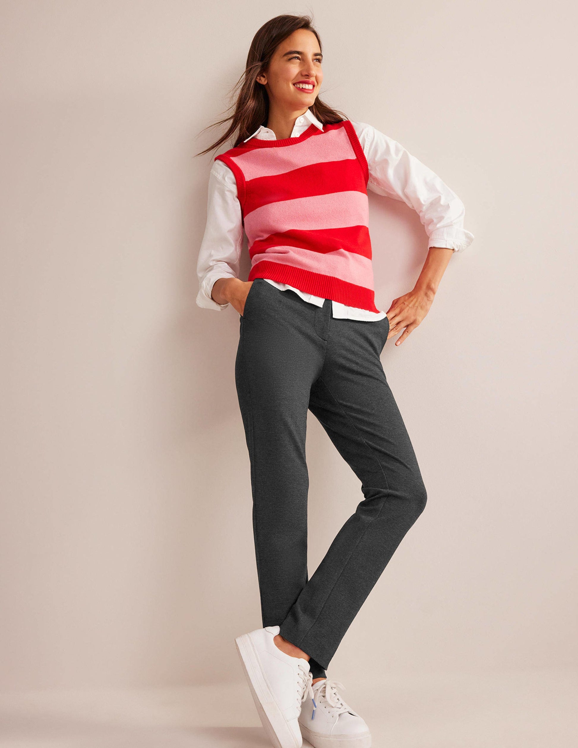 Highgate Ponte Trousers-Charcoal Marl-1