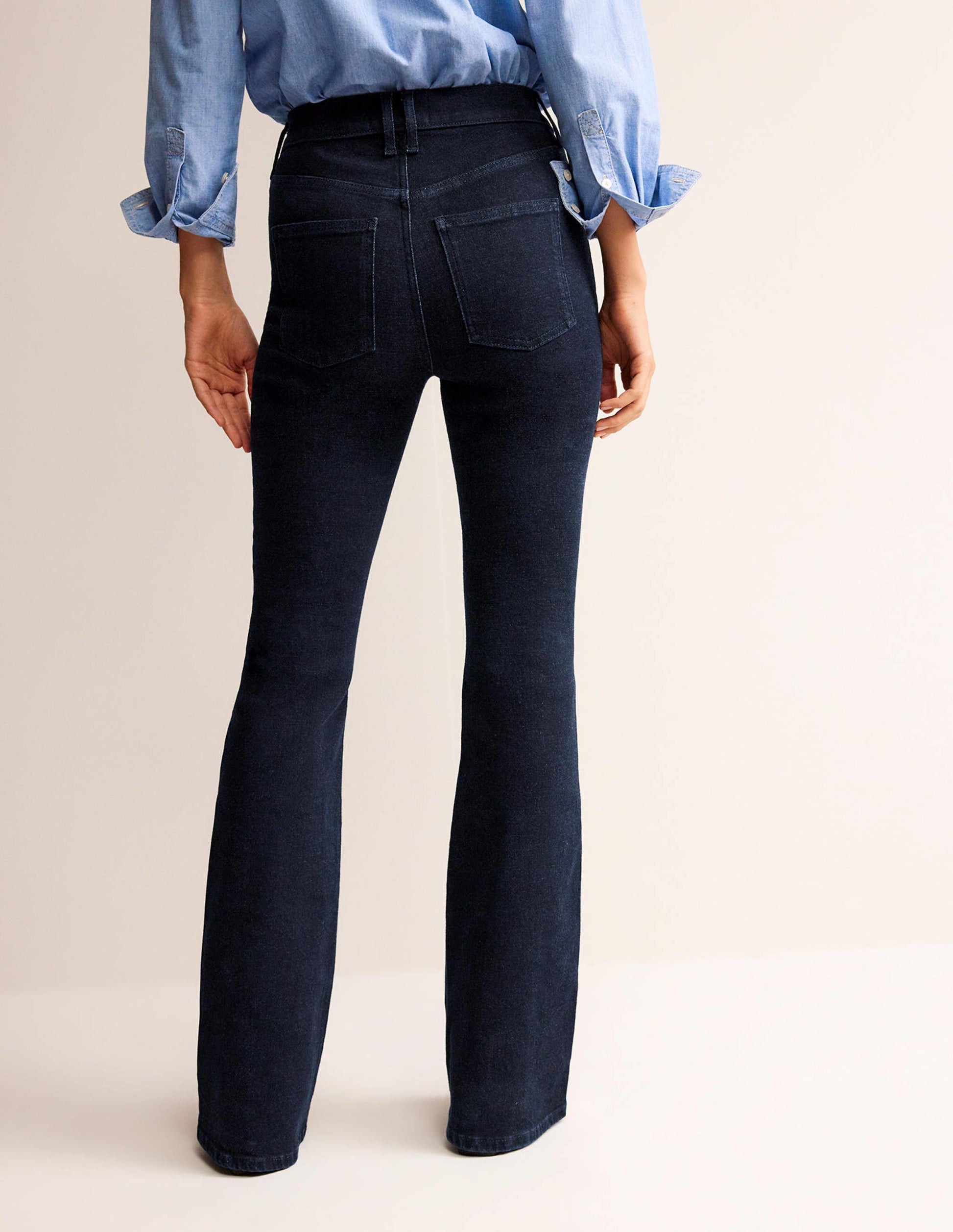 Mid Rise Slim Flare Jeans-Indigo Rinse-3