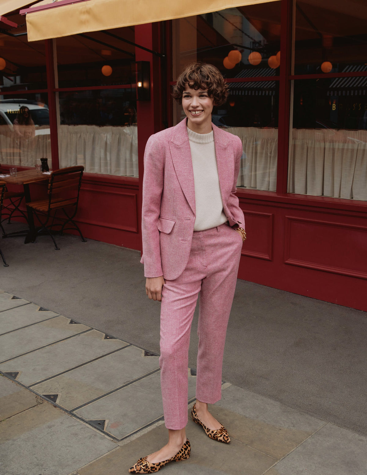 Kew Wool Trousers-Pink Herringbone-5