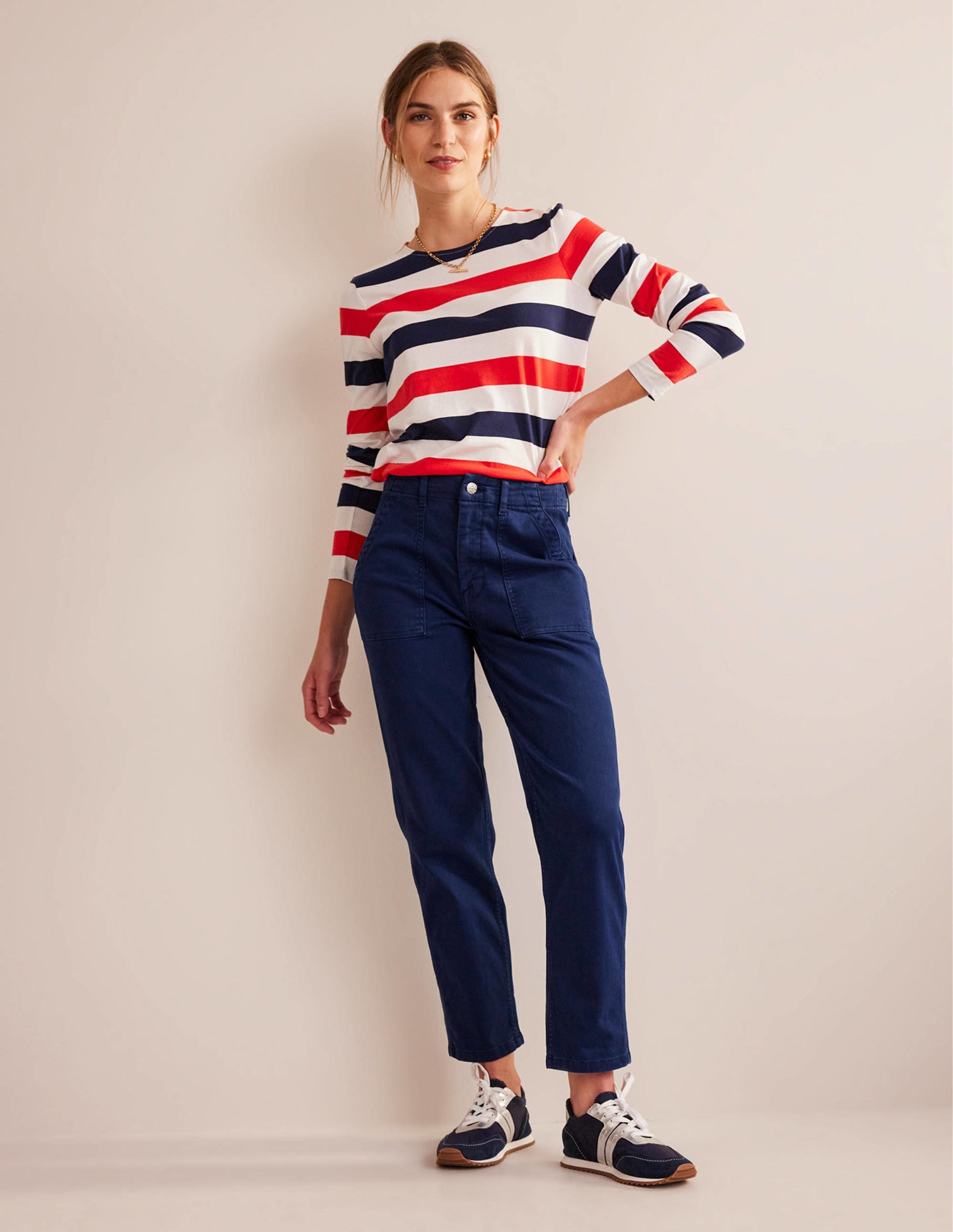 Kensington Casual Trousers-Navy - Image 1