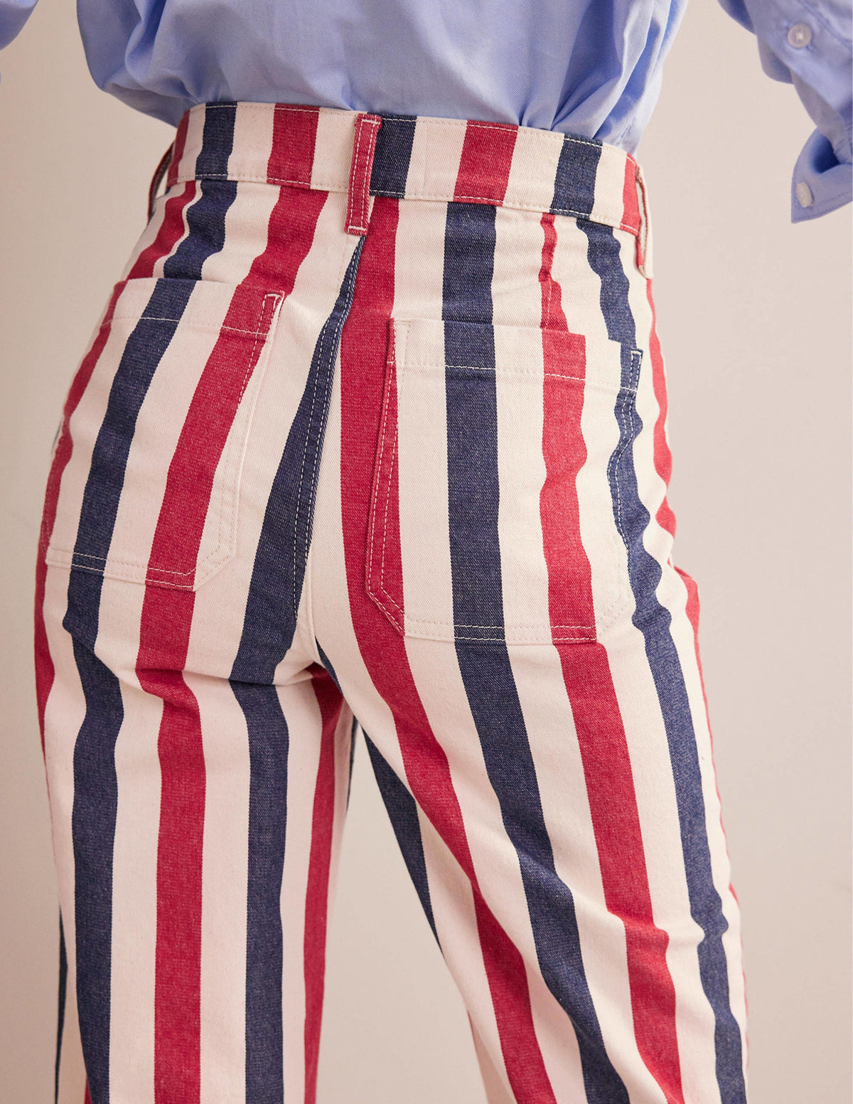 Striped Straight Jeans-Red/Blue Stripe - Image 2