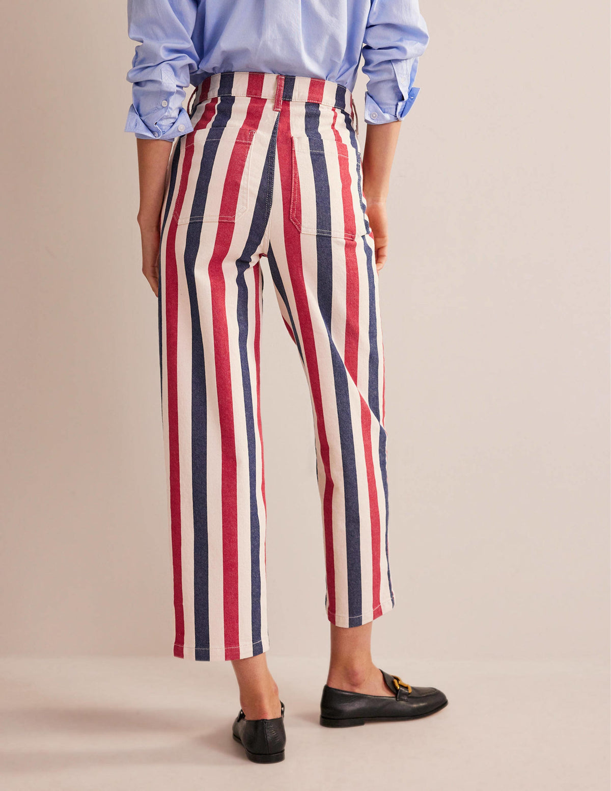 Striped Straight Jeans-Red/Blue Stripe-3