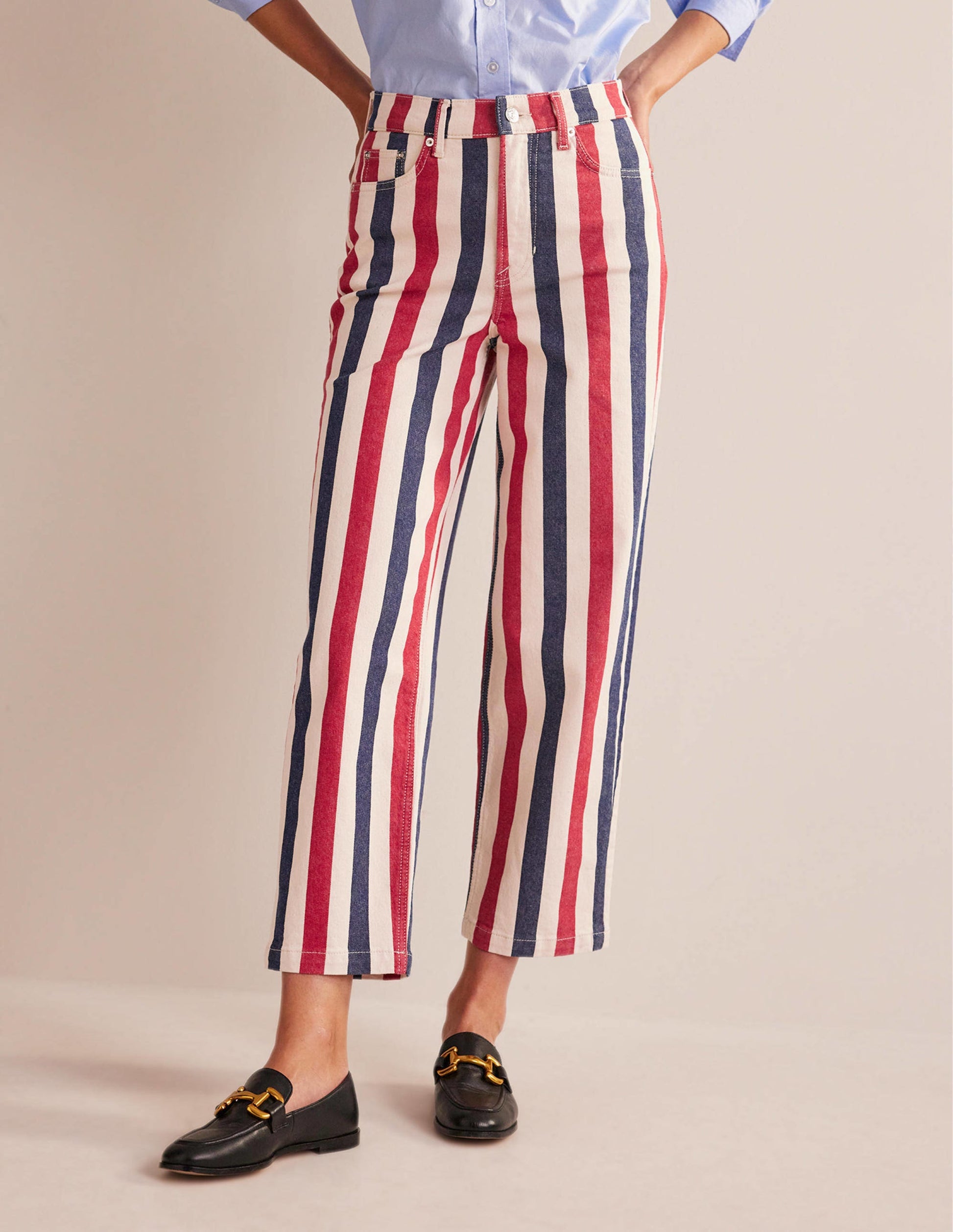 Striped Straight Jeans-Red/Blue Stripe-4