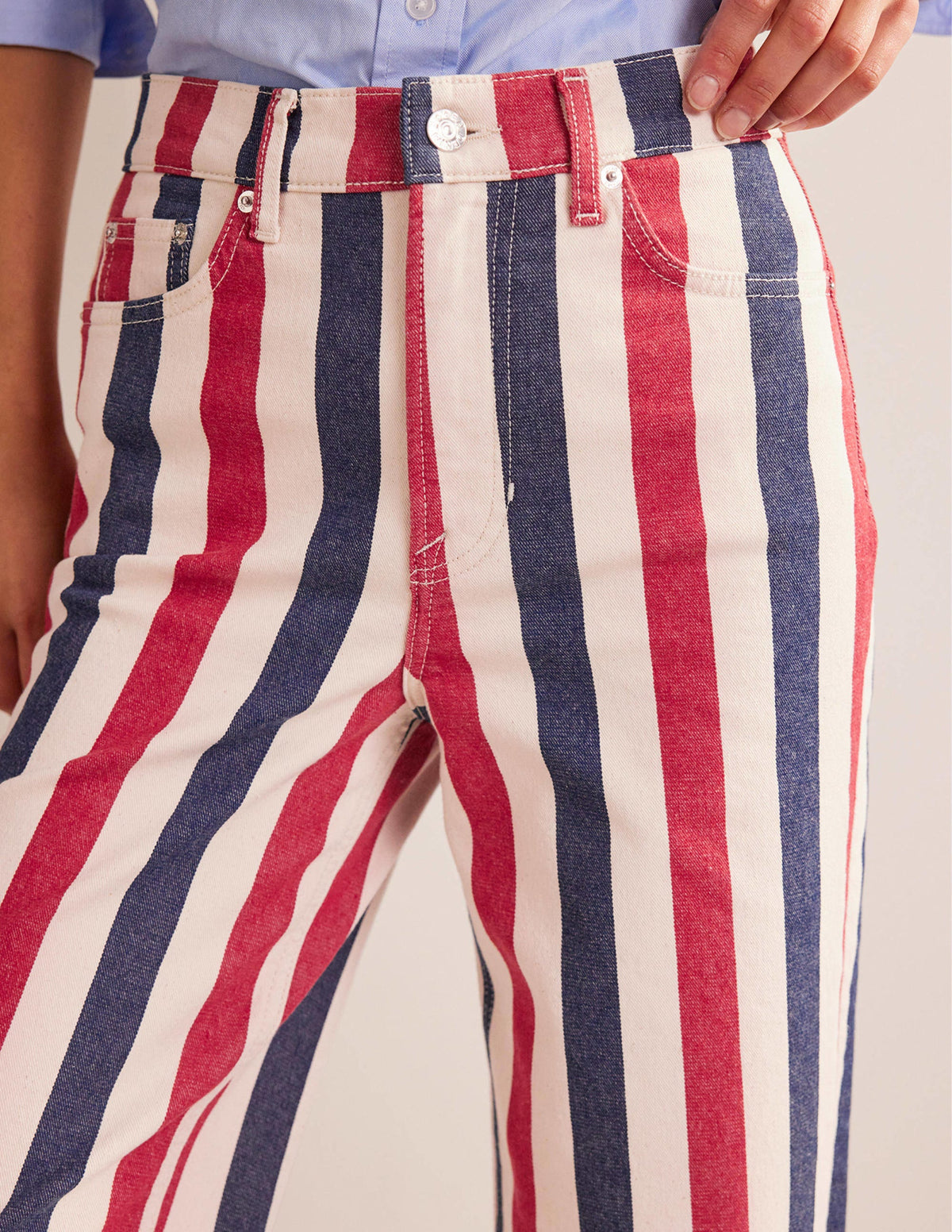 Striped Straight Jeans-Red/Blue Stripe - Image 5