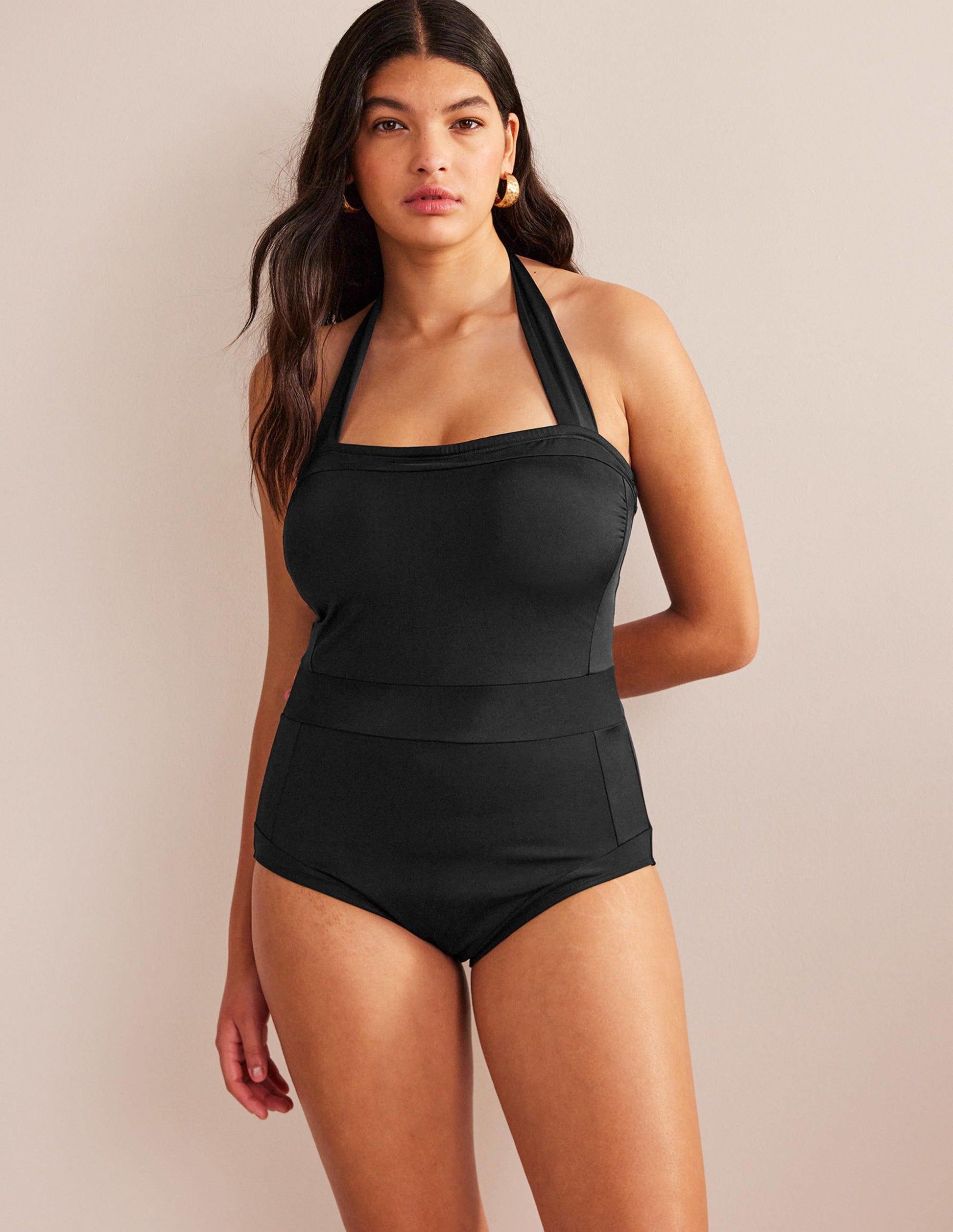 Santorini Halterneck Swimsuit-Black Boden UK