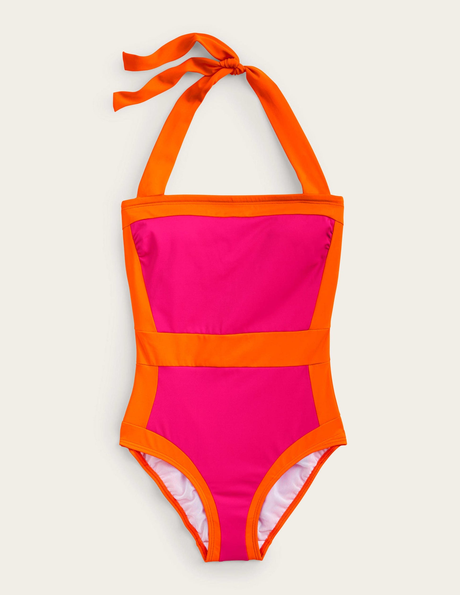 Santorini Halterneck Swimsuit-Cherry Pink Colourblock-5