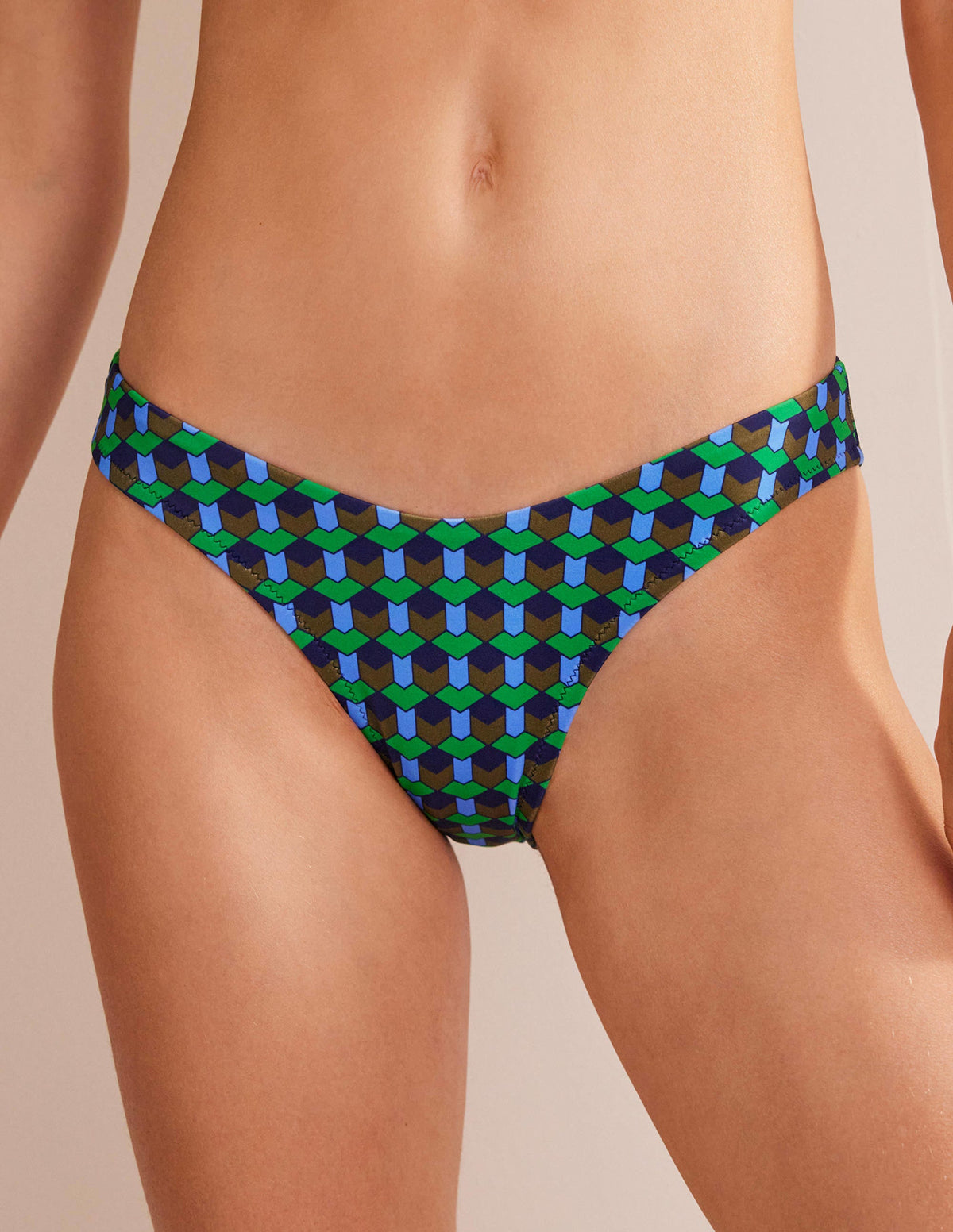 Curved-Top Bikini Bottoms-Bright Green, Multi Geo - Image 4