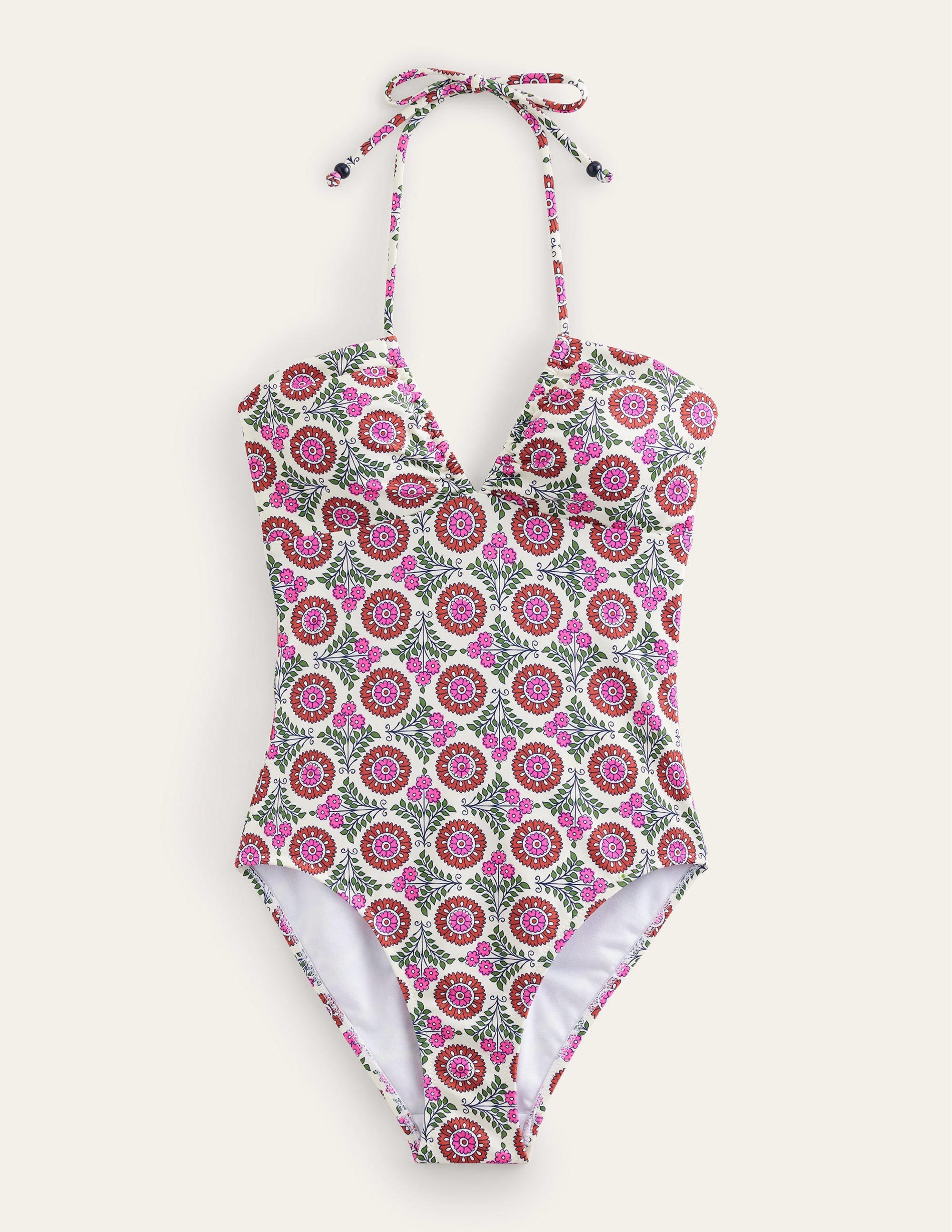 Halterneck Bandeau Swimsuit-Gin Fizz, Sunflower Sprig - Image 5