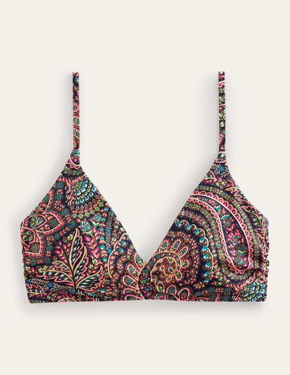 Ruched V-neck Bikini Top-Light Navy, Palace-6