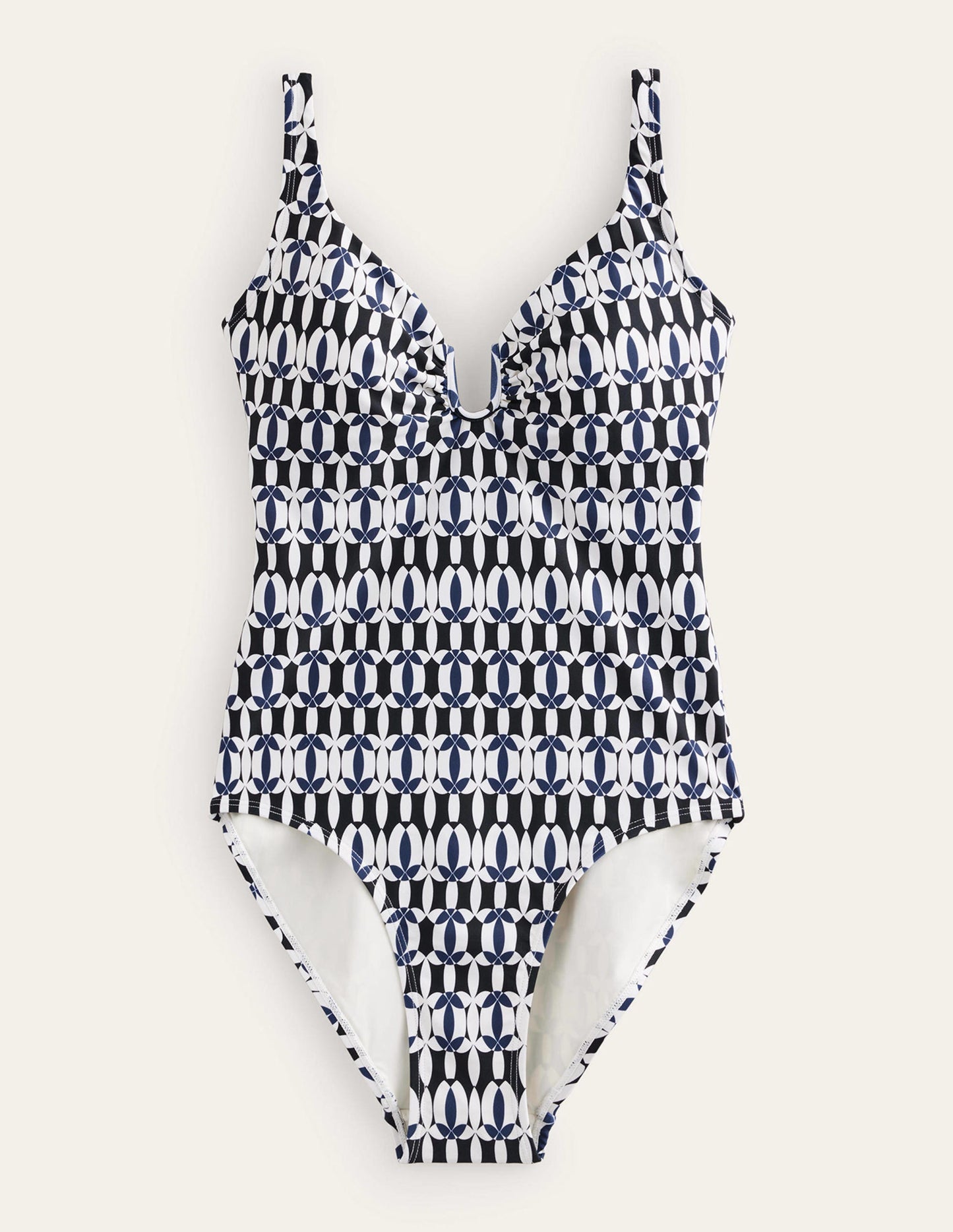 U-Bar Swimsuit-Black, White Geo