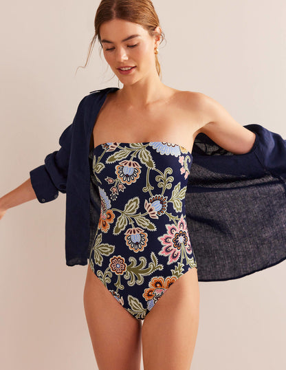 Support Bandeau Swimsuit-Midnight, Multi Floral-1