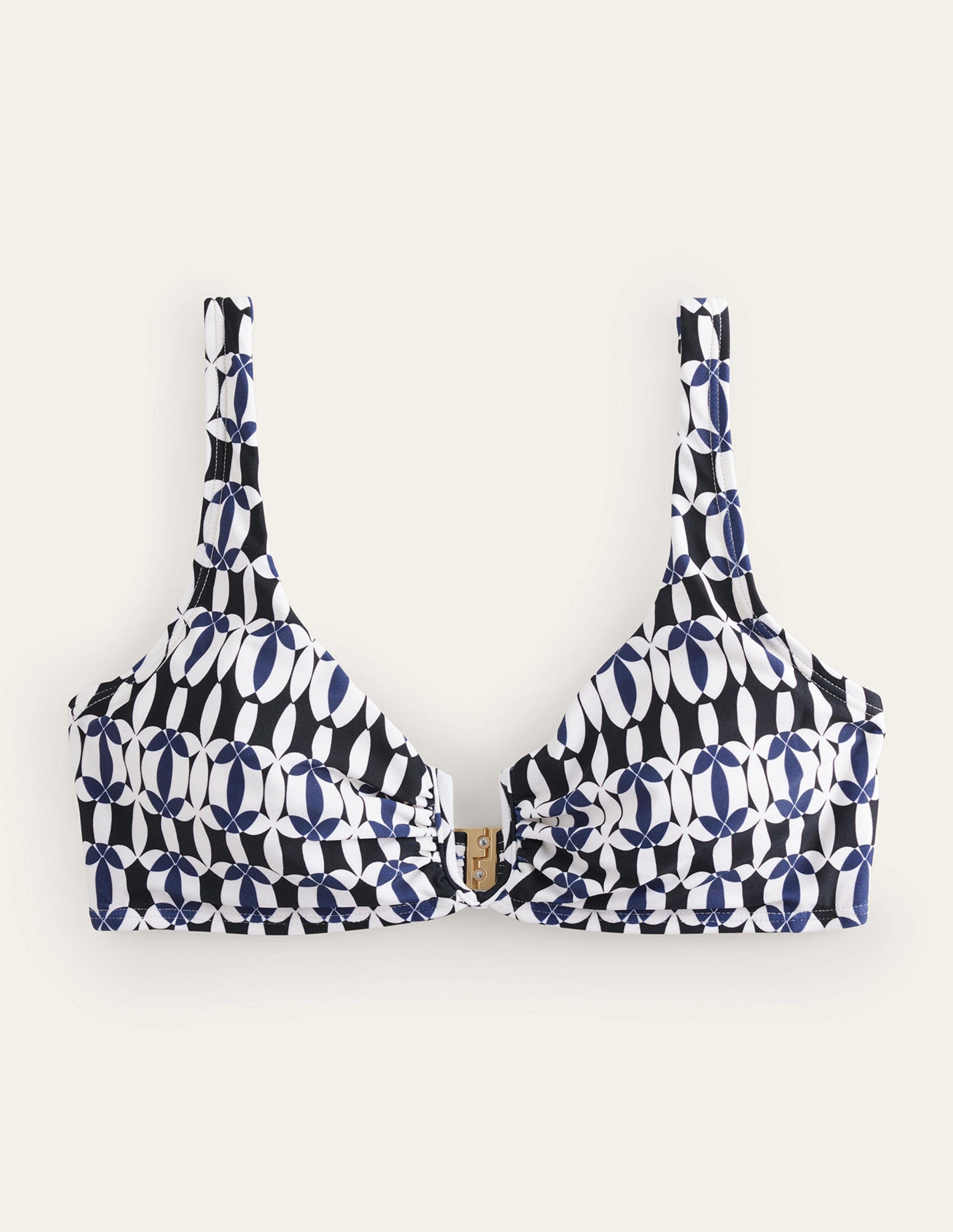 U-Bar Bikini Top-Black, White Geo-5