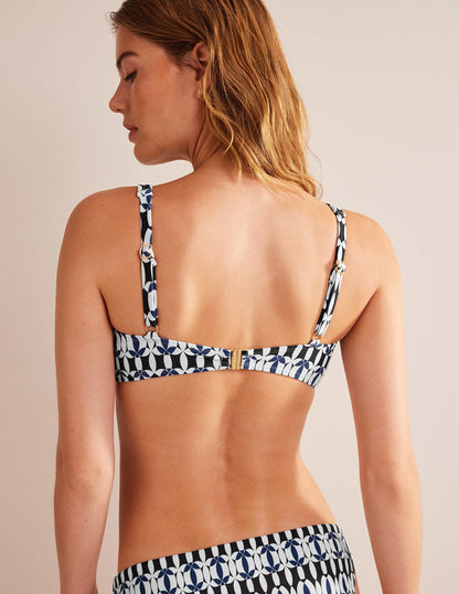 U-Bar Bikini Top-Black, White Geo-3