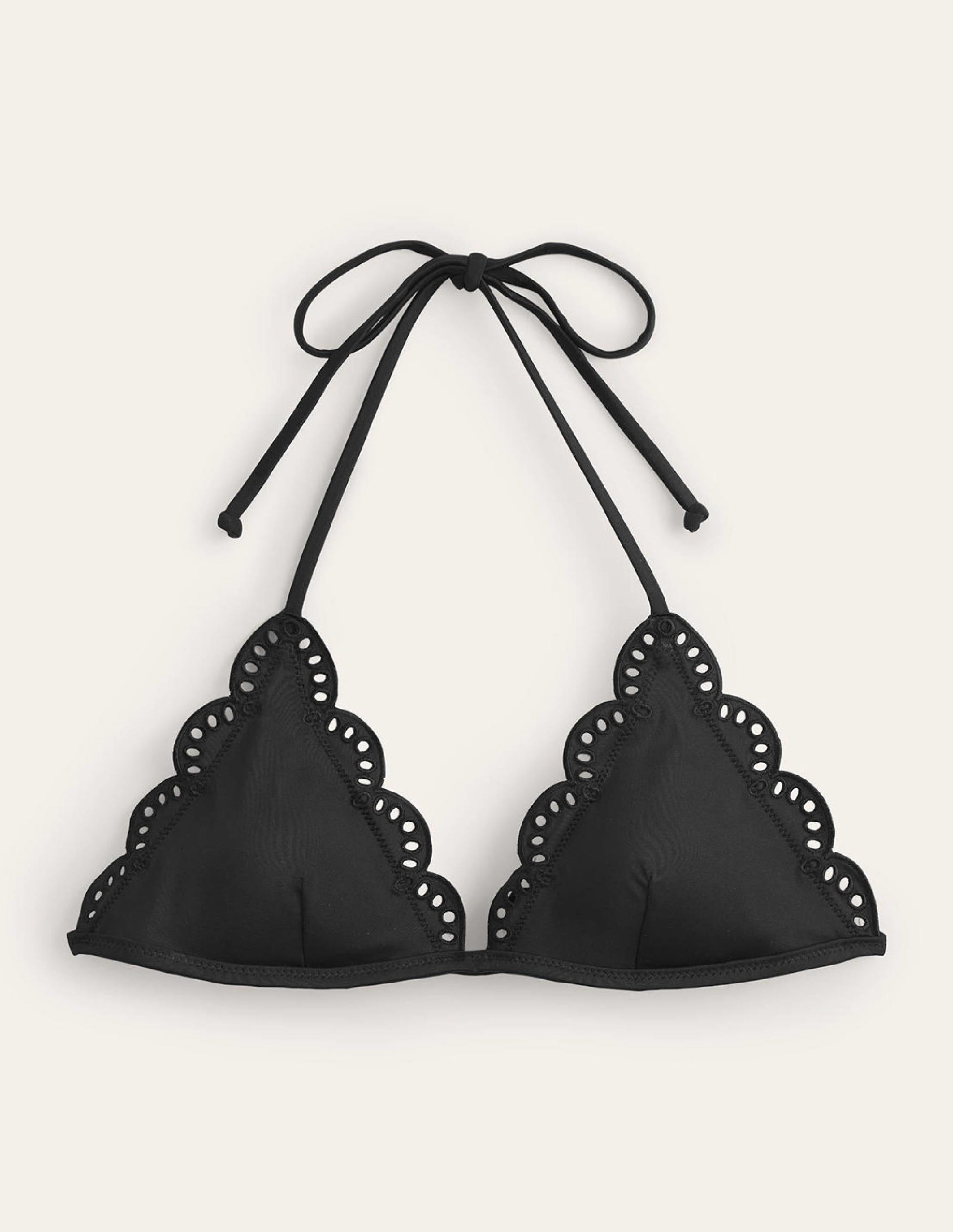 Broderie Triangle Bikini Top-Black - Image 5