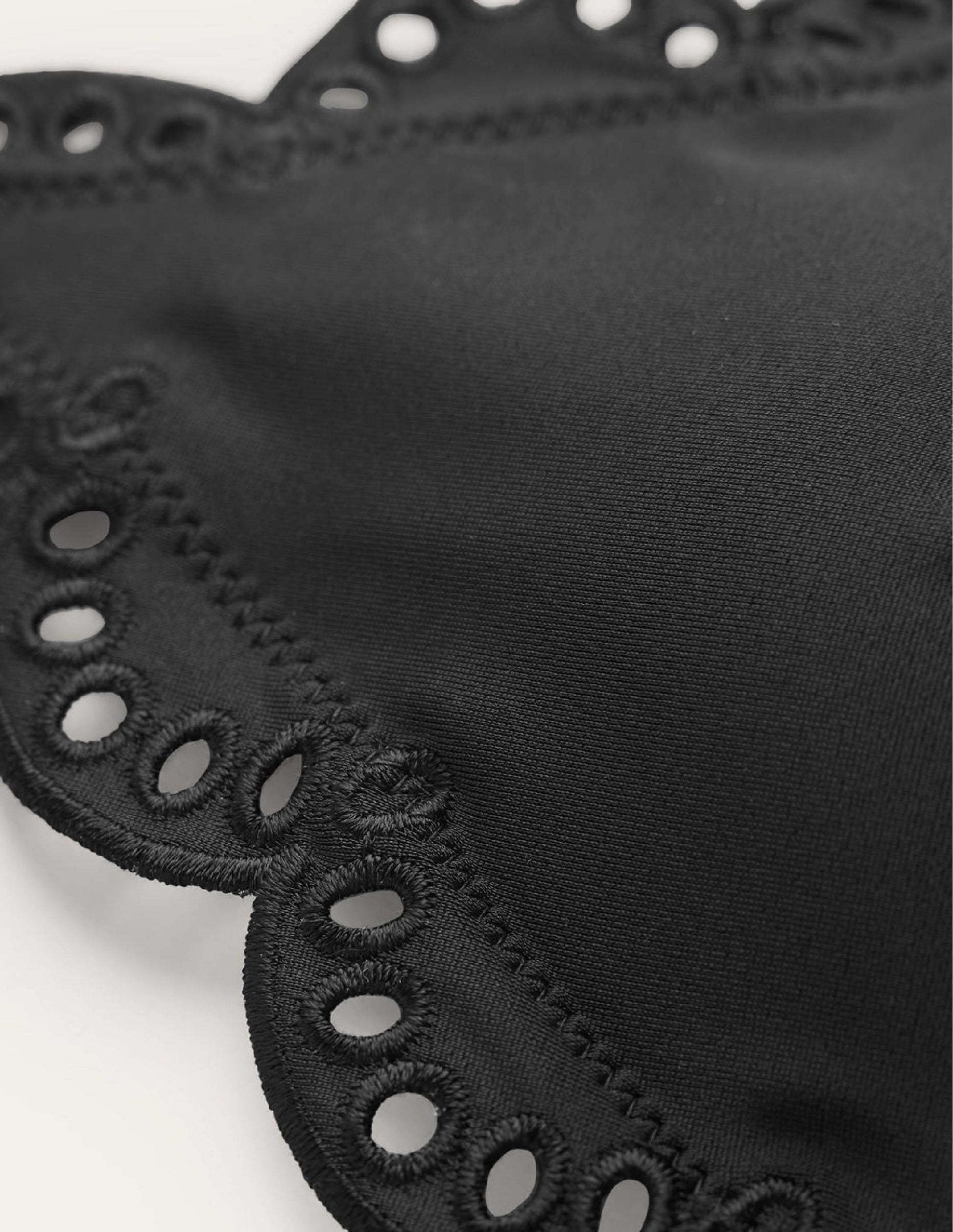 Broderie Triangle Bikini Top-Black-6