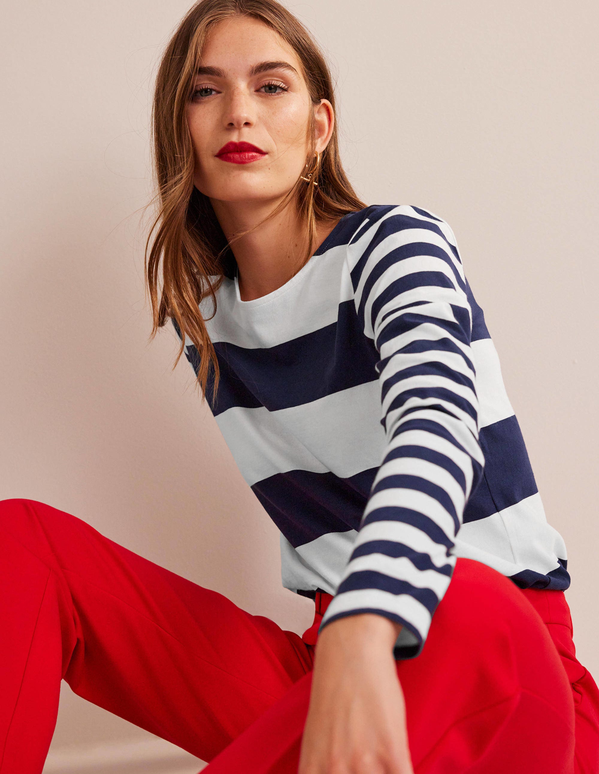 Bea Long Sleeve Breton-French Navy and Ivory - Image 1