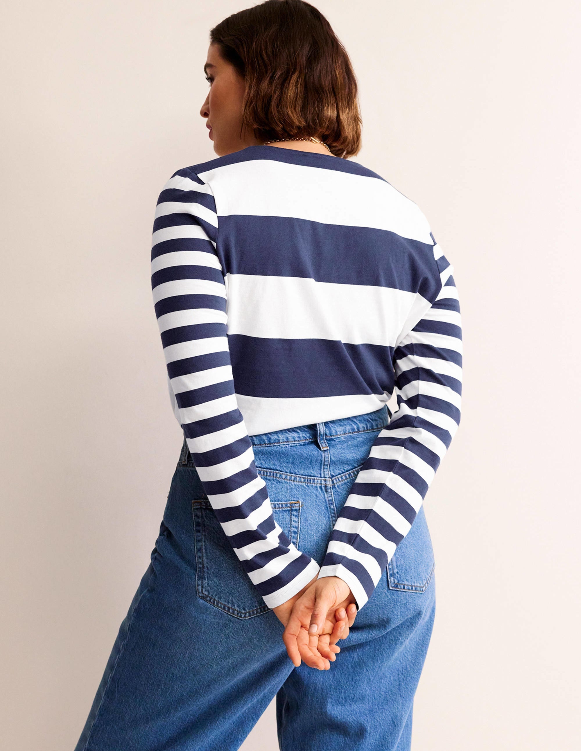 Bea Long Sleeve Breton-French Navy and Ivory - Image 7