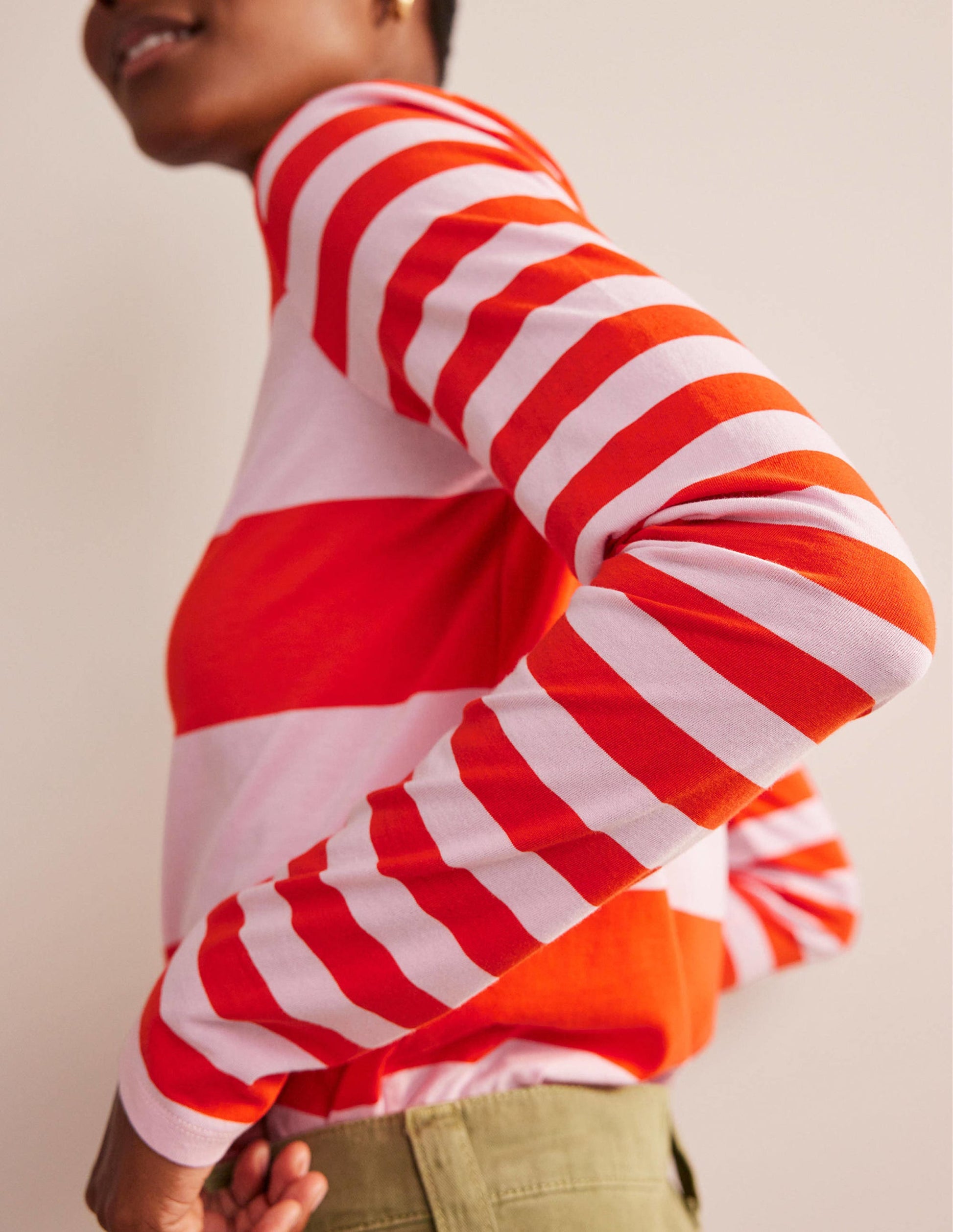 Bea Long Sleeve Breton-Orchid Pink and Fiesta-2