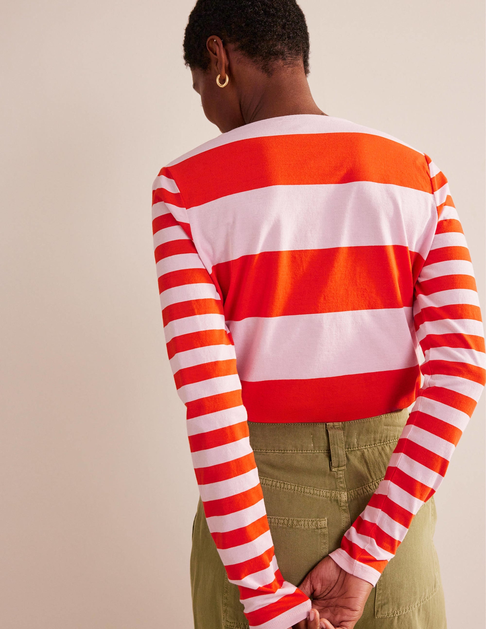Bea Long Sleeve Breton-Orchid Pink and Fiesta - Image 3