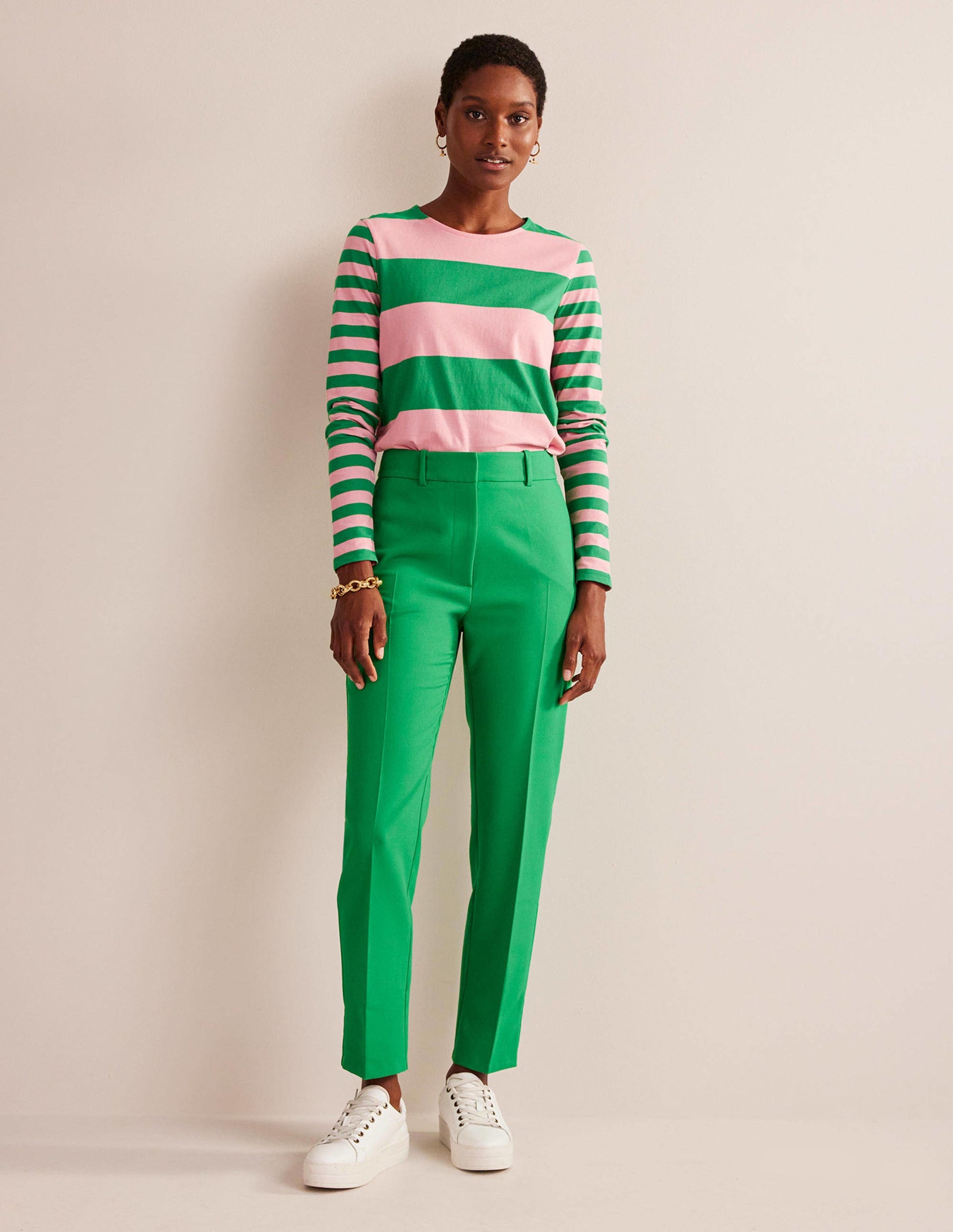 Bea Long Sleeve Breton-Pink, Green Hotch-5
