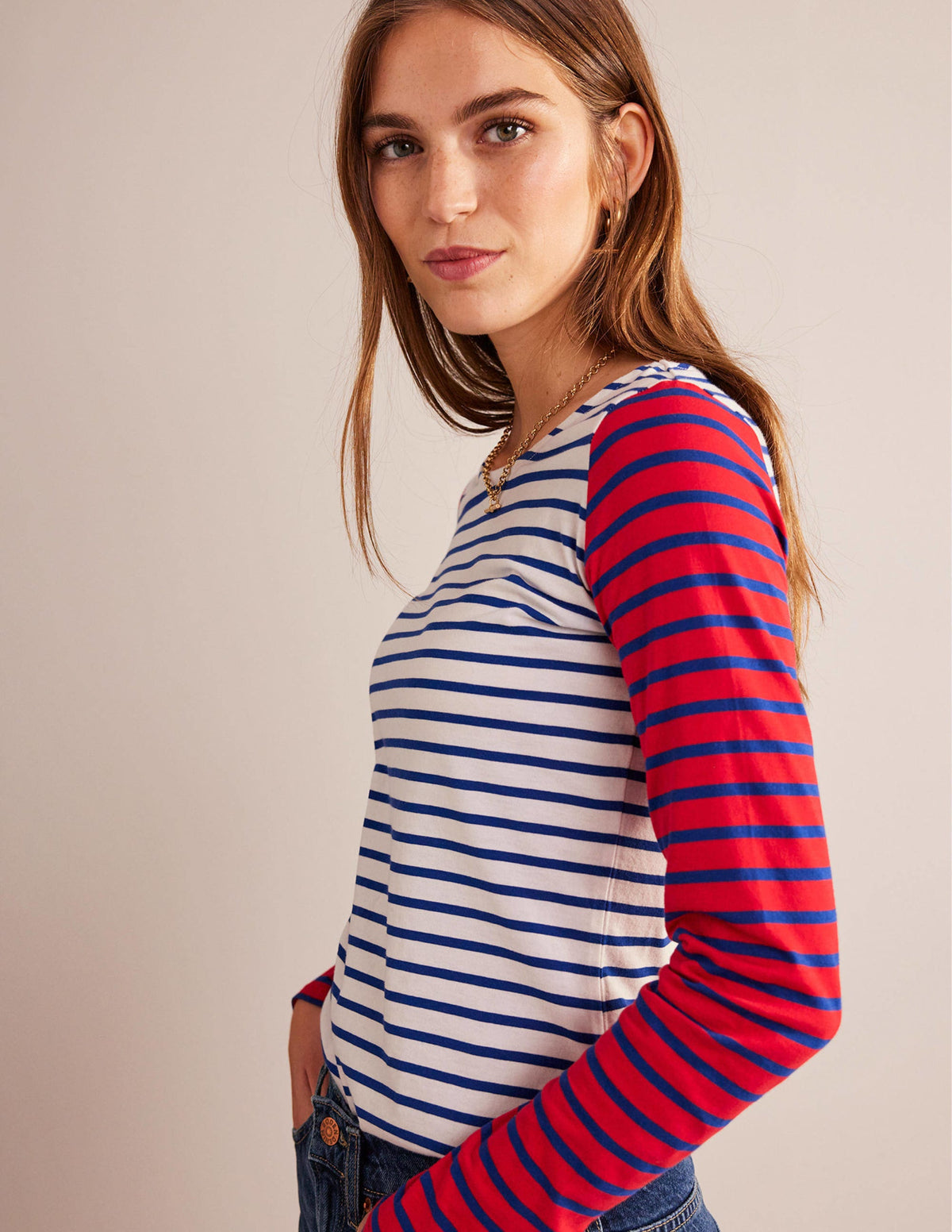 Ella Long Sleeve Breton-Ivory, Colbalt, Hot Pepper-1