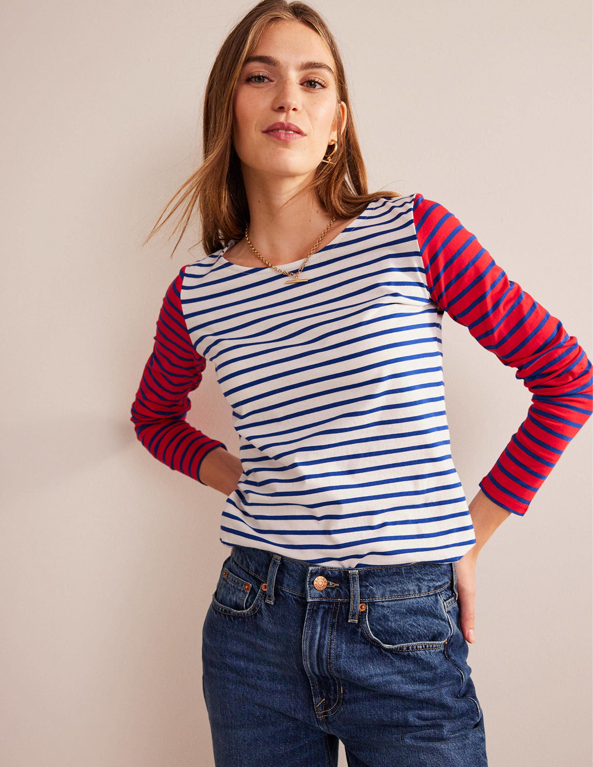 Ella Long Sleeve Breton-Ivory, Colbalt, Hot Pepper-2