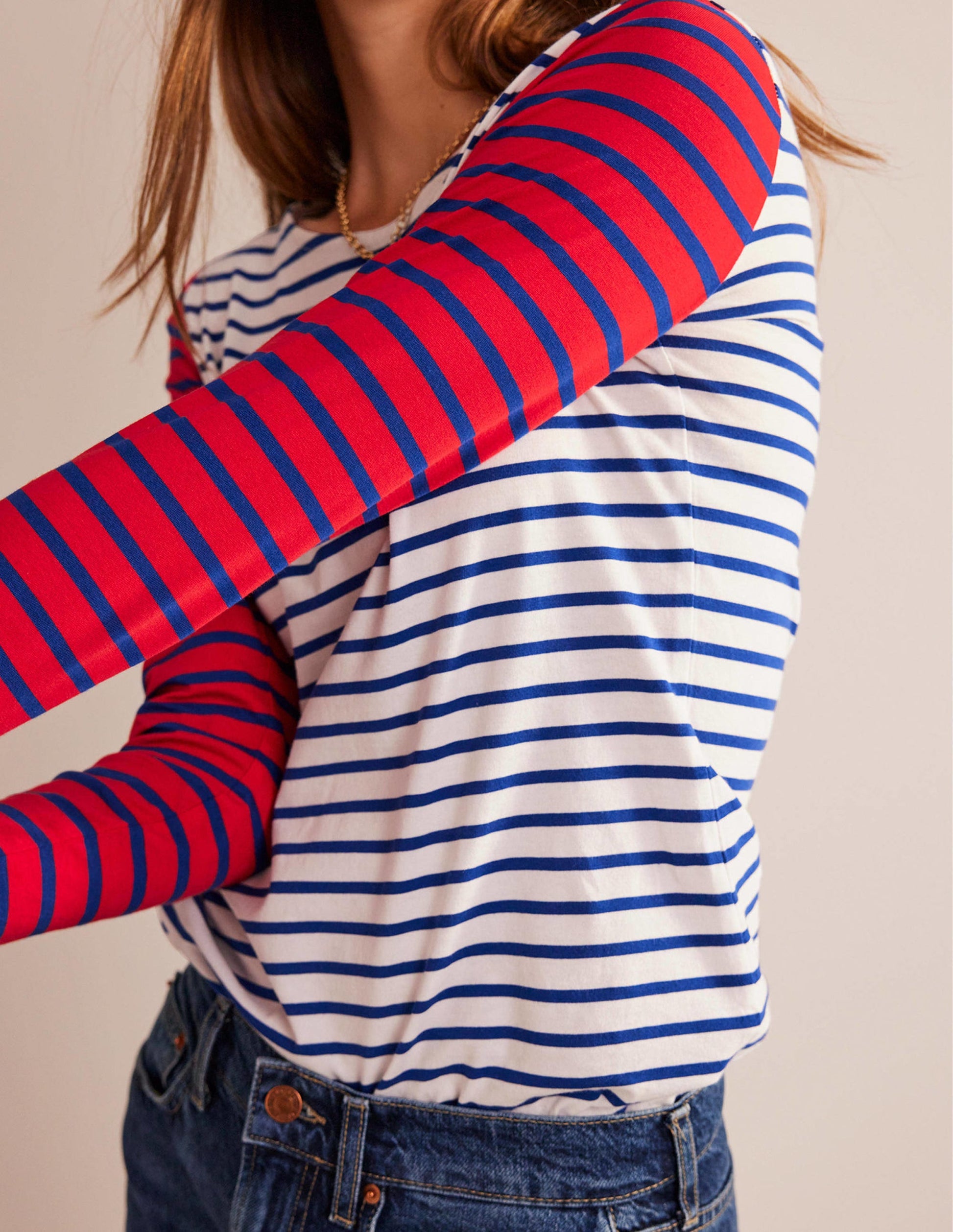 Ella Long Sleeve Breton-Ivory, Colbalt, Hot Pepper-3