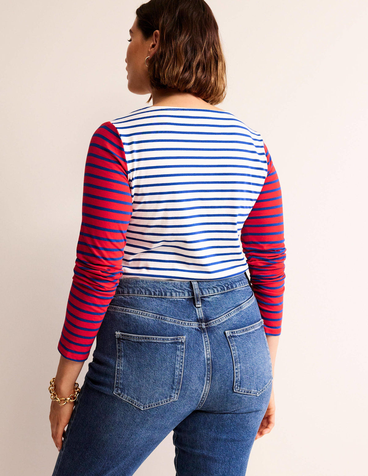Ella Long Sleeve Breton-Ivory, Colbalt, Hot Pepper - Image 6