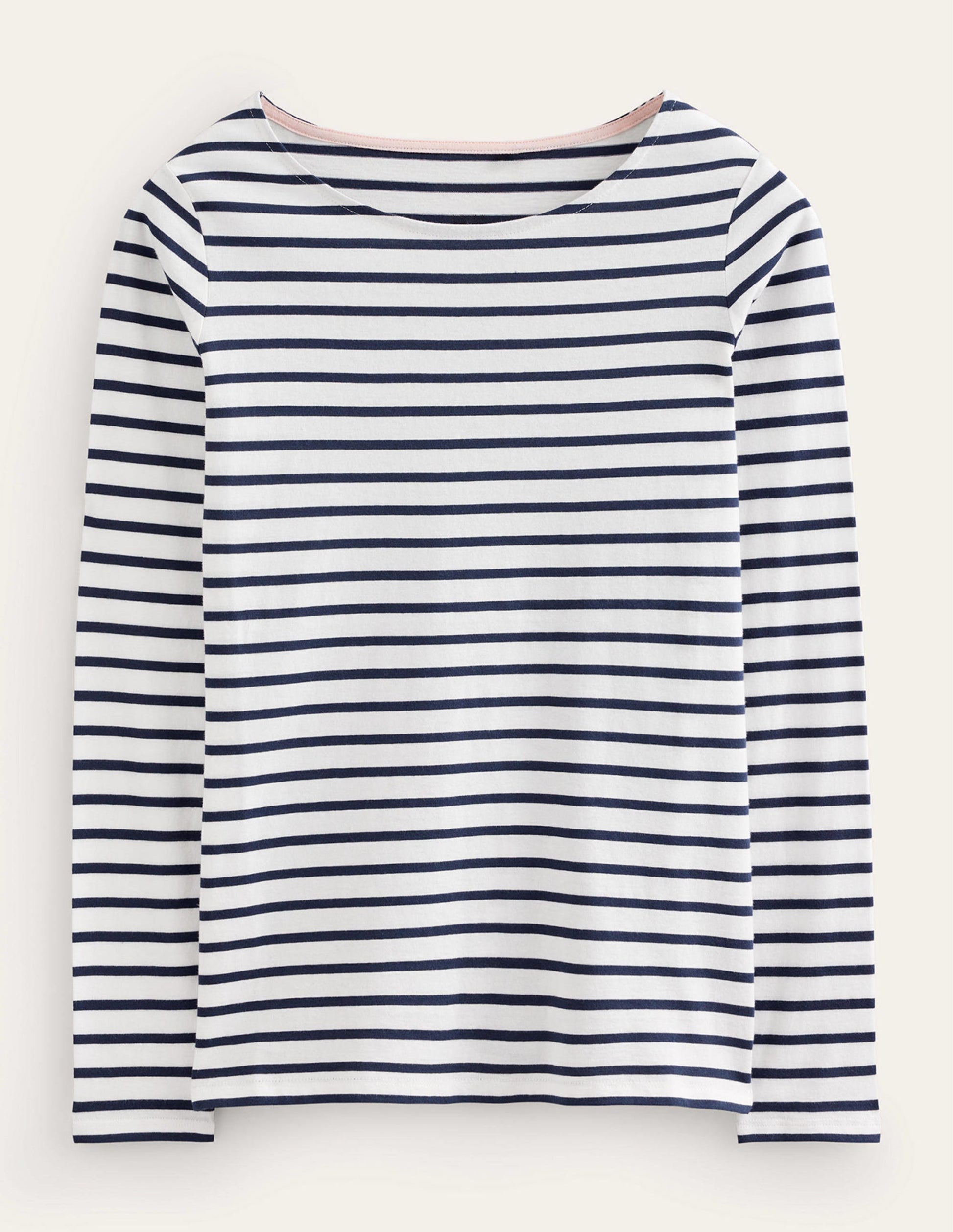 Ella Long Sleeve Breton-Ivory, Navy-7